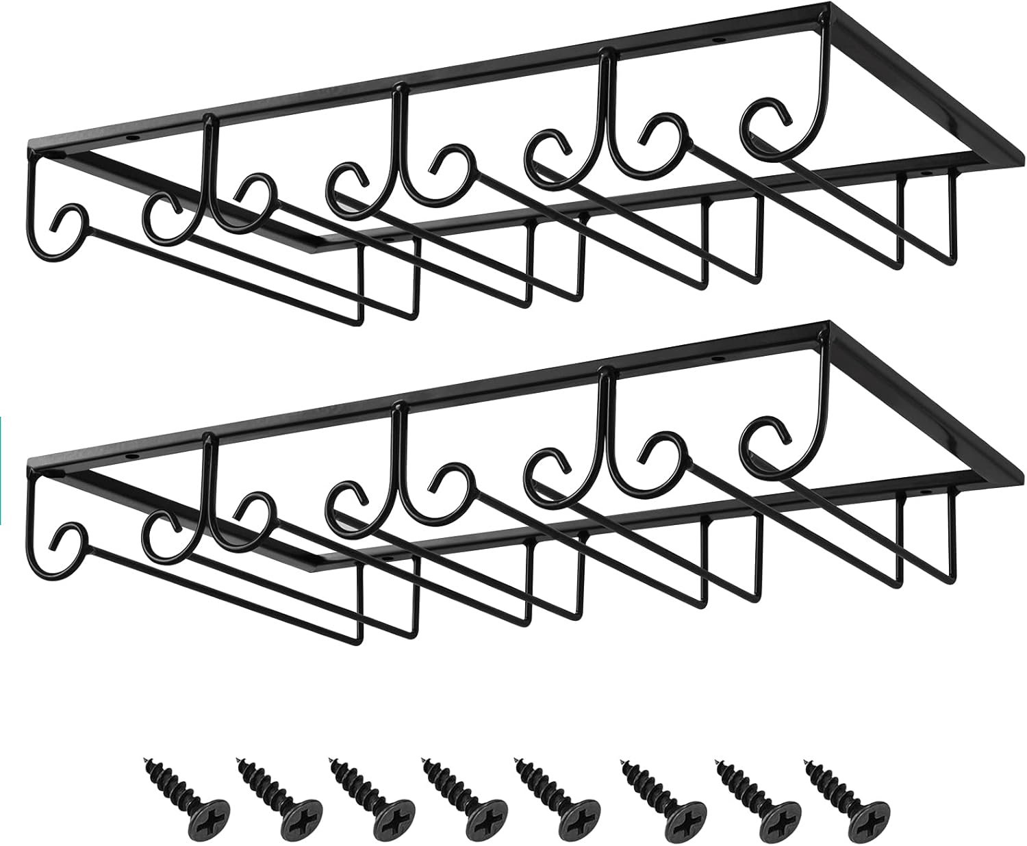 MOCOUM Stemware Hanger 4 Rows 2 Pack Black