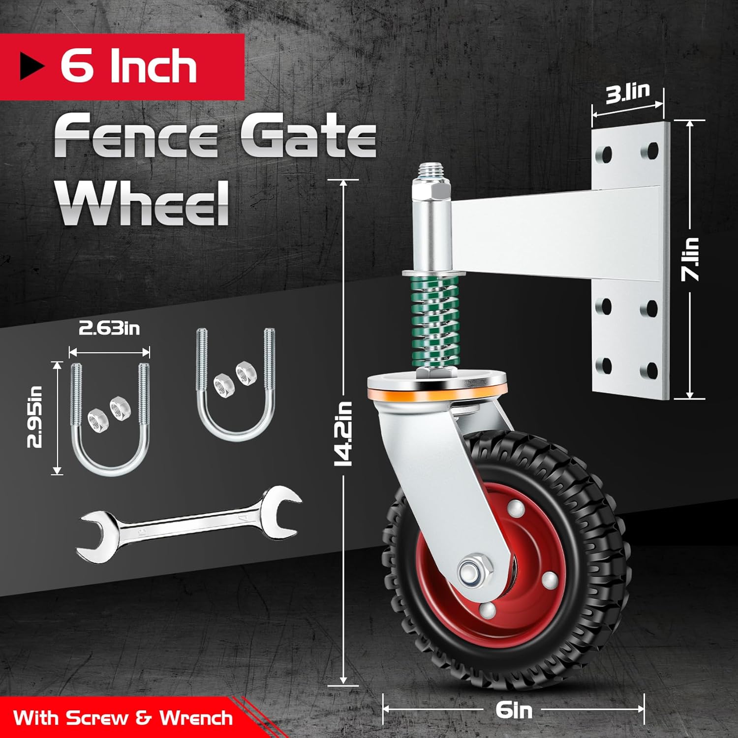 6 Inch Heavy Duty Fence Gate Wheel 500LB Silver
