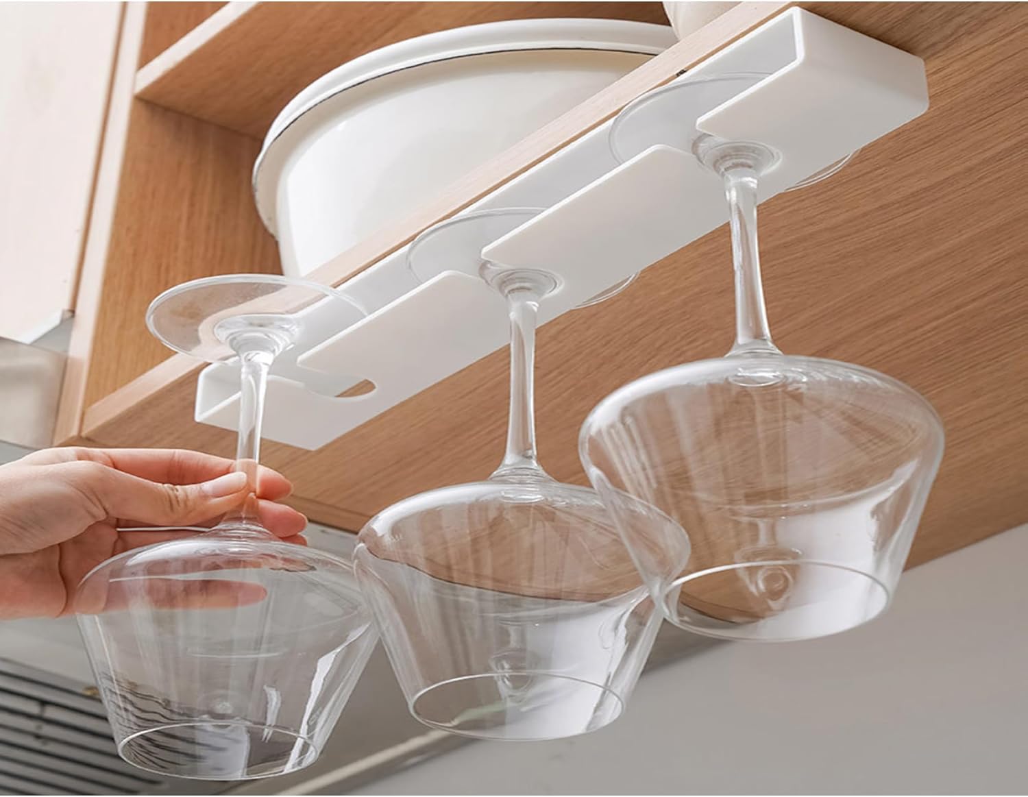 2pcs White Wine Glass Holder for Kitchen Bar and Restaurant
