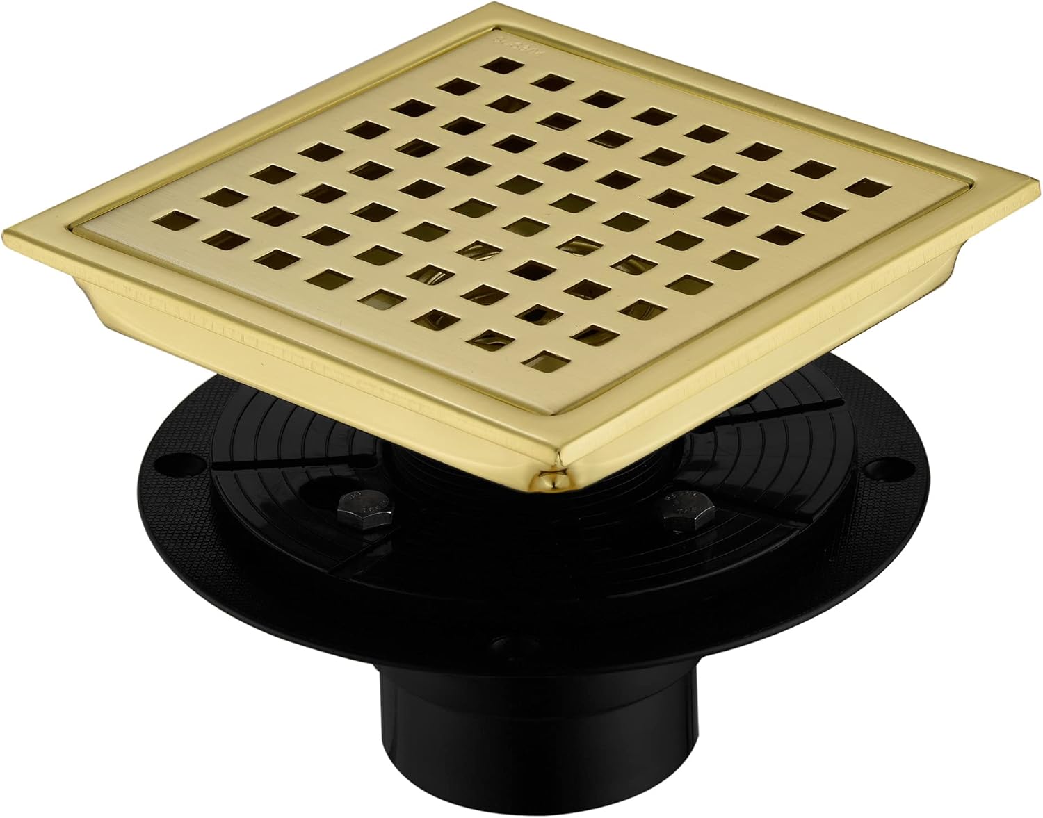 6 Square Stainless Steel Shower Drain with Brushed Gold Finish