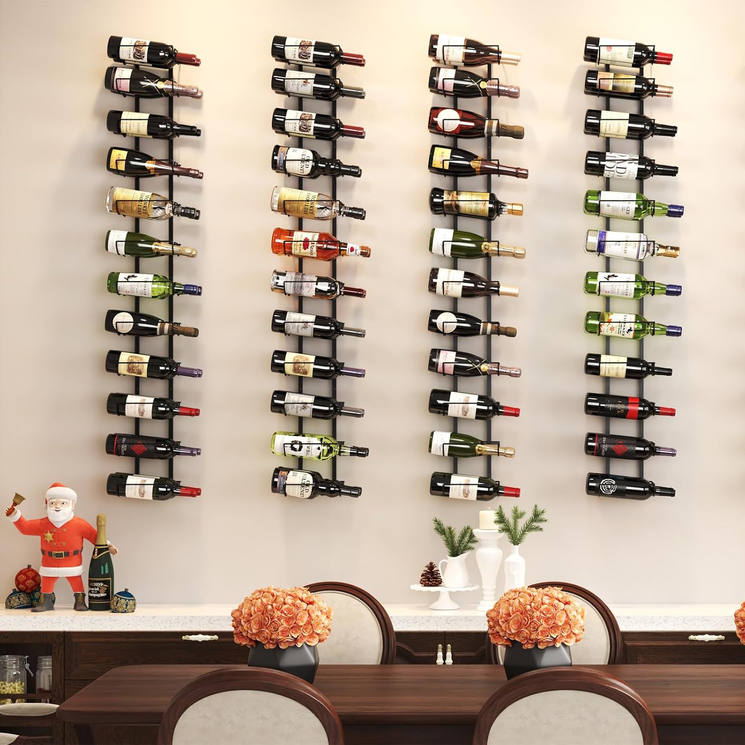 JKsmart 24 Bottles Wall Wine Rack - Matte Black Adjustable