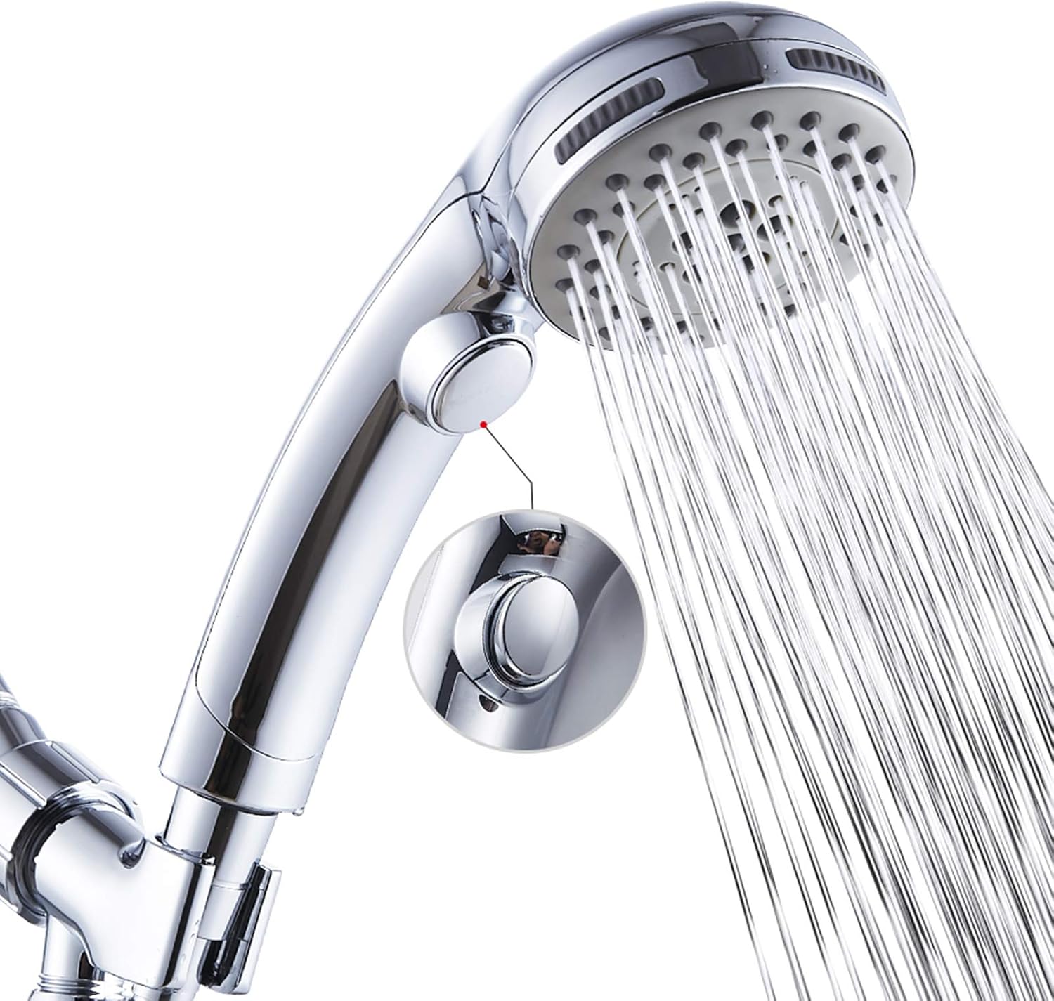 DOILIESE 6-Setting Massage Handheld Shower Head with Pause and Spa Spray - Chrome