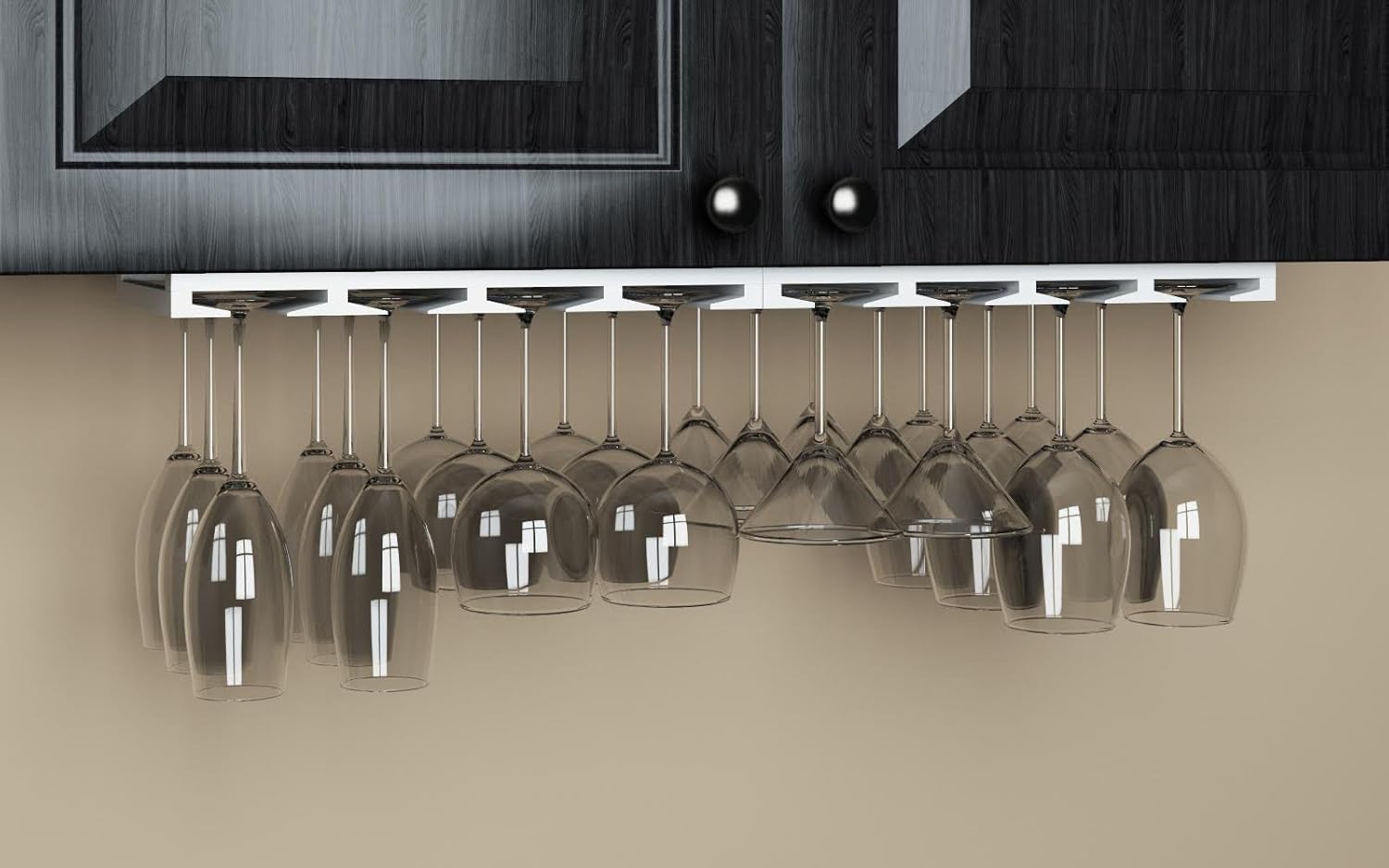 Rustic State 4 Sectional Stemware Rack Under Cabinet Mount