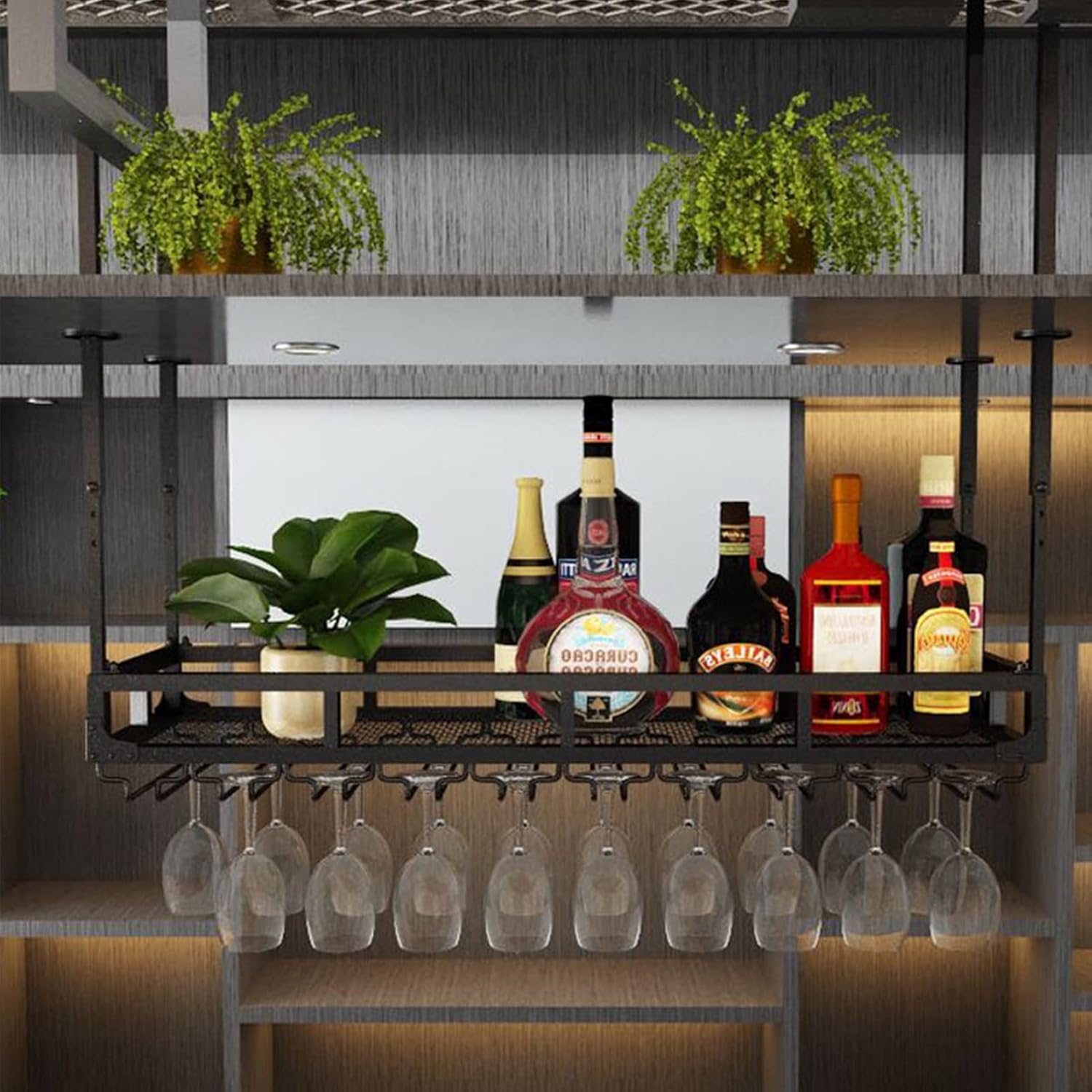 Suuim Ceiling Wine Glass Rack with Adjustable Height