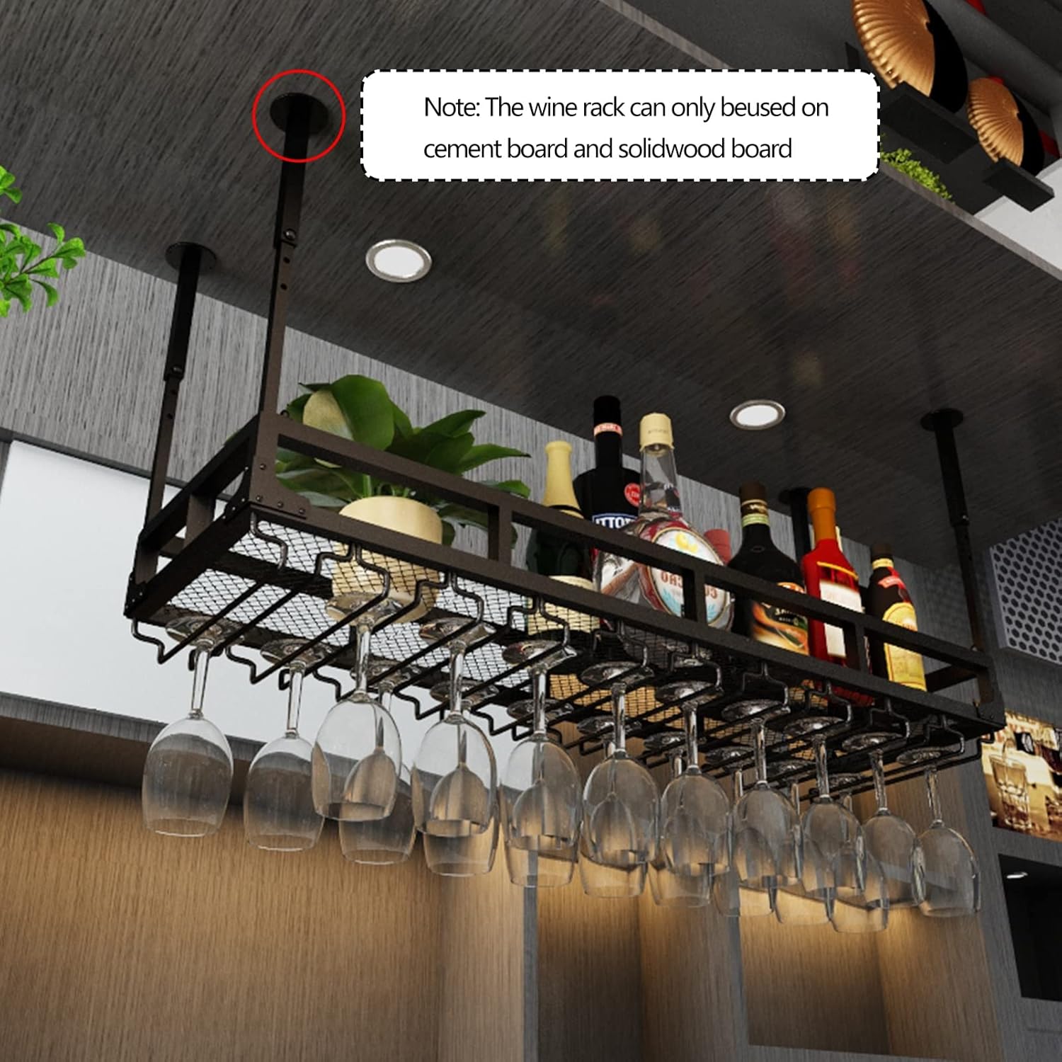 Suuim Ceiling Wine Glass Rack with Adjustable Height