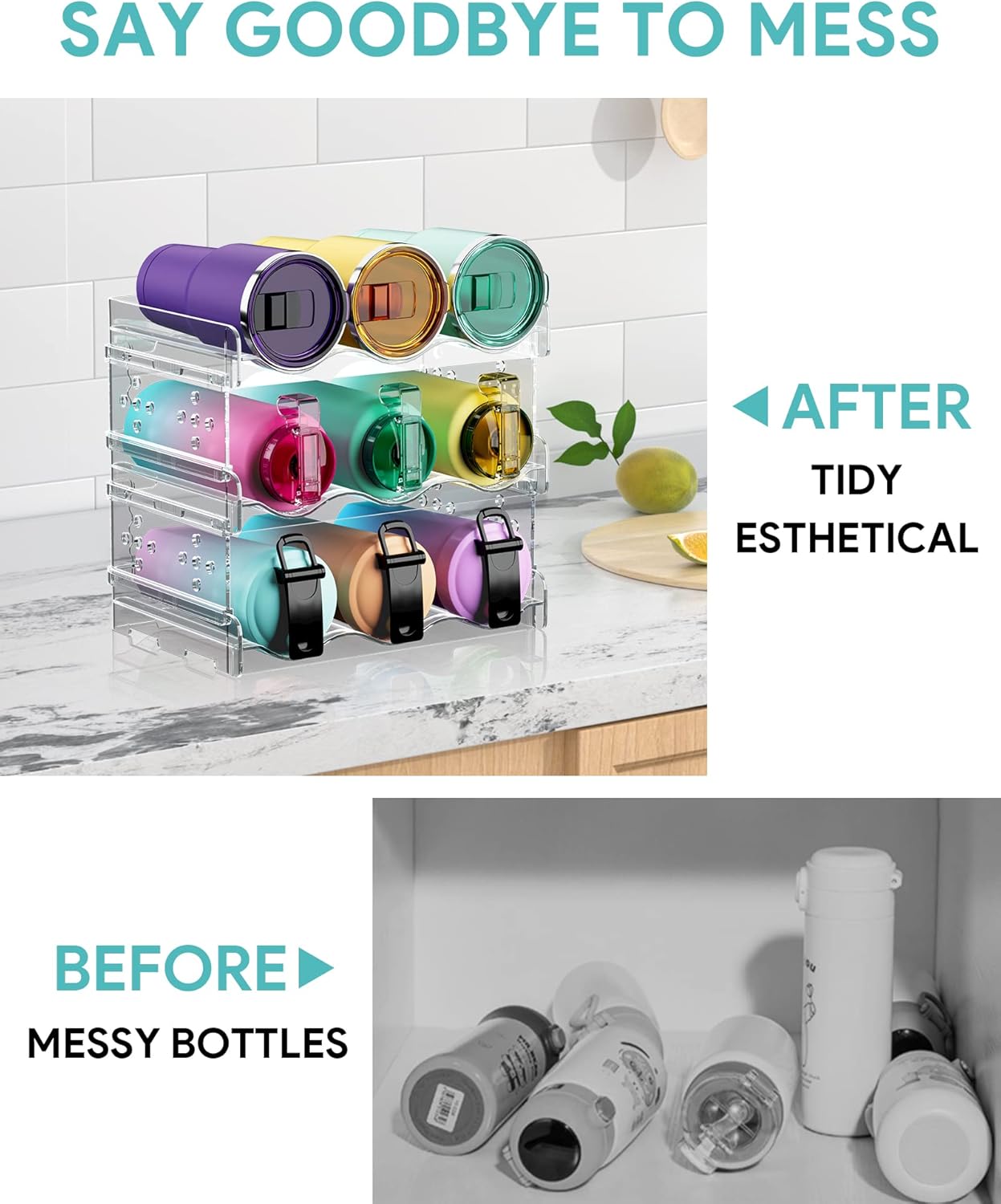 Areforic 3 Pack Stackable Water Bottle Organizer 1