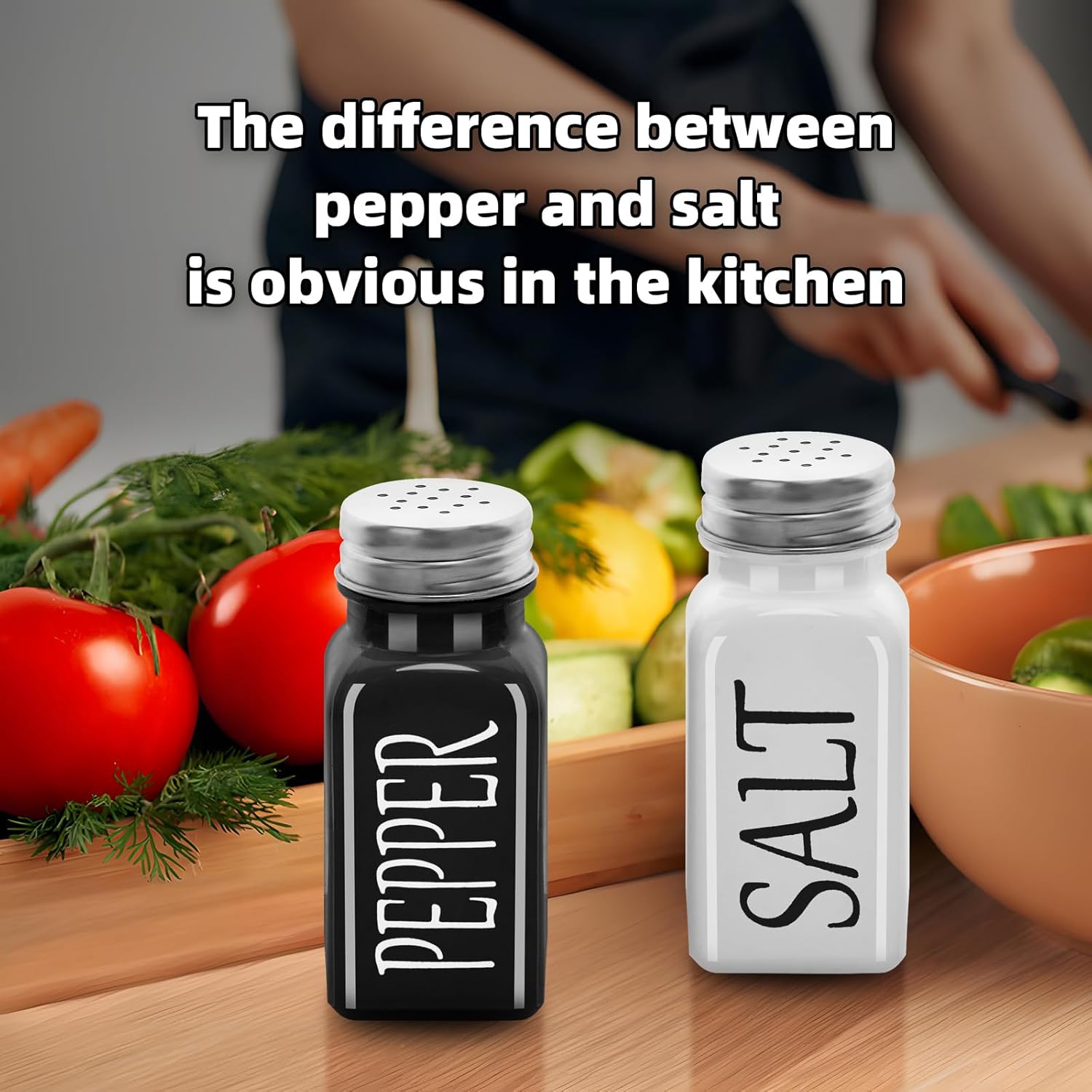 Cute Glass Salt Pepper Shakers Set 2pcs