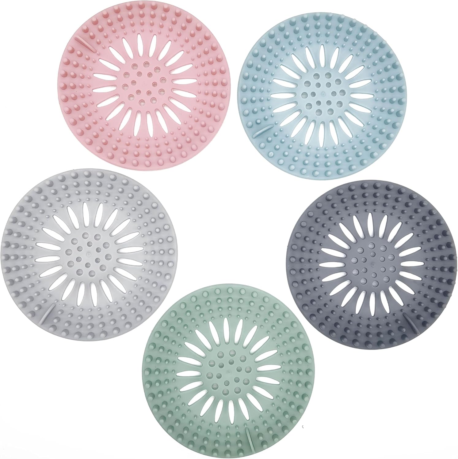Drain Hair Catcher Set 5 Pieces in Multiple Hues