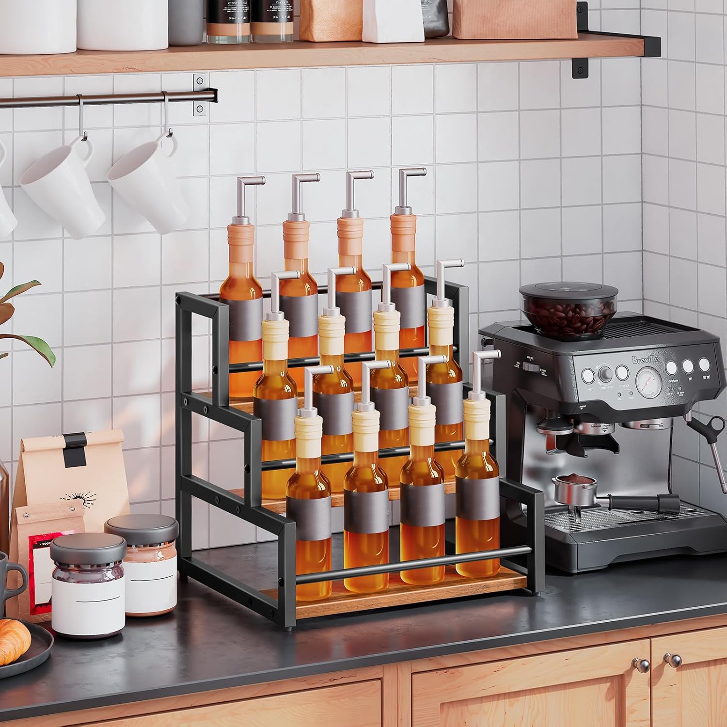 HOOBRO 3-Tier Coffee Syrup Rack Organizer