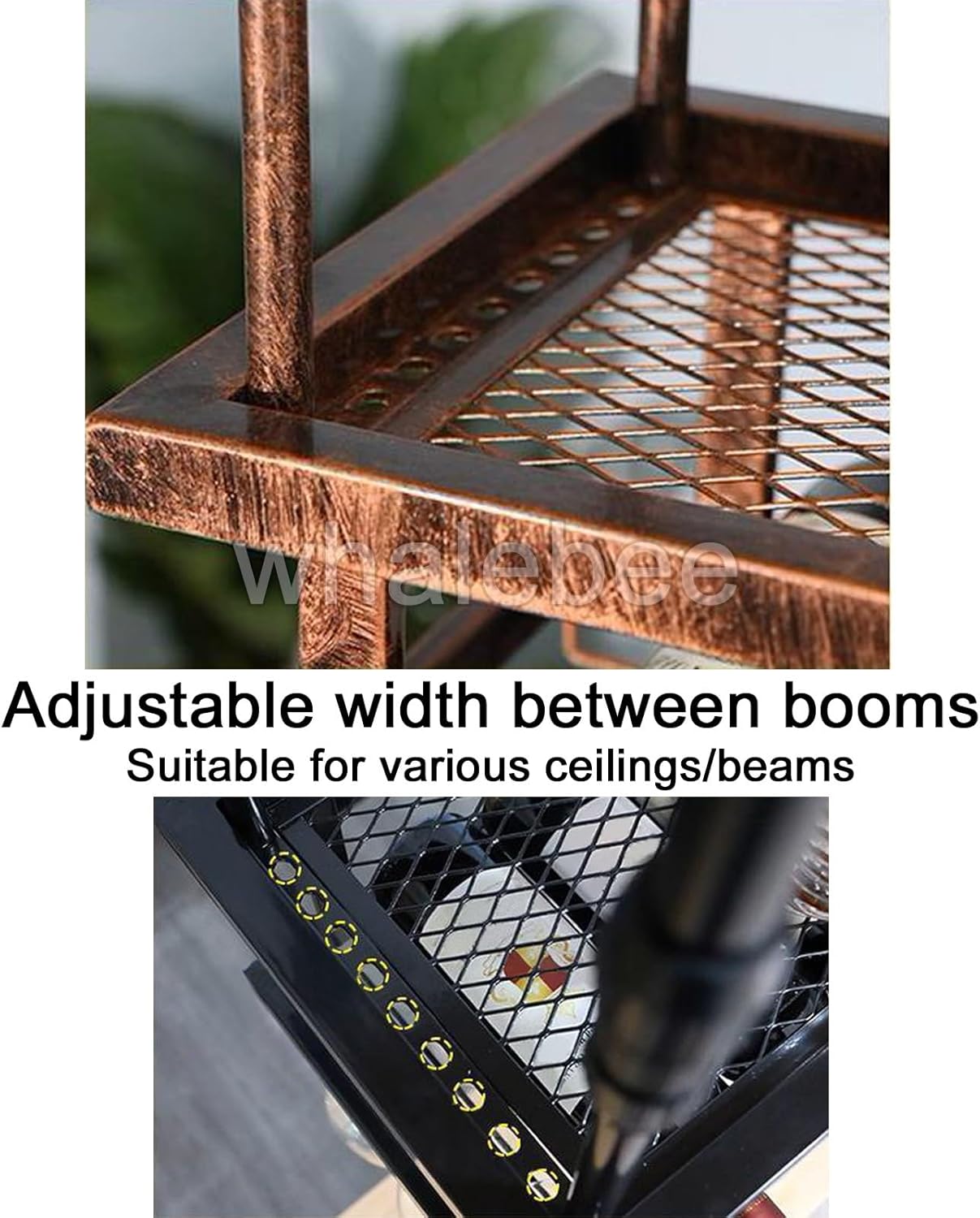 Whalebee Metal Wine Glass Holder Black Bronze Hanging Rack