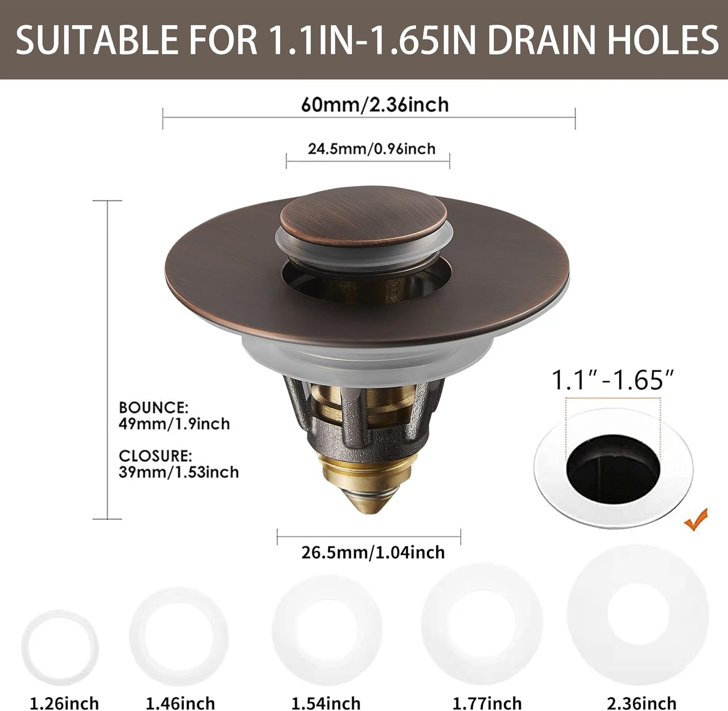 Fransiton Dark Bronze Sink Stopper with Hair Catcher 1