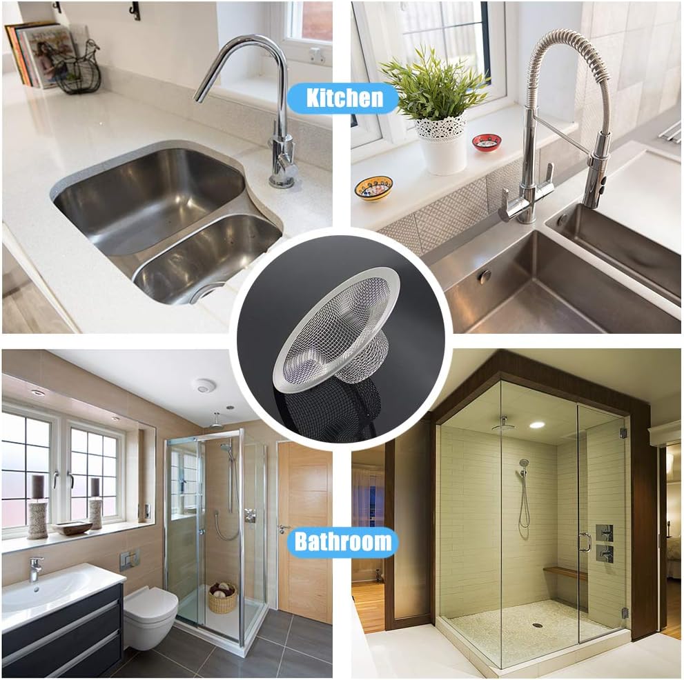 Lechay 2 Pack Stainless Steel Drain Hair Catcher for Bathroom and Kitchen