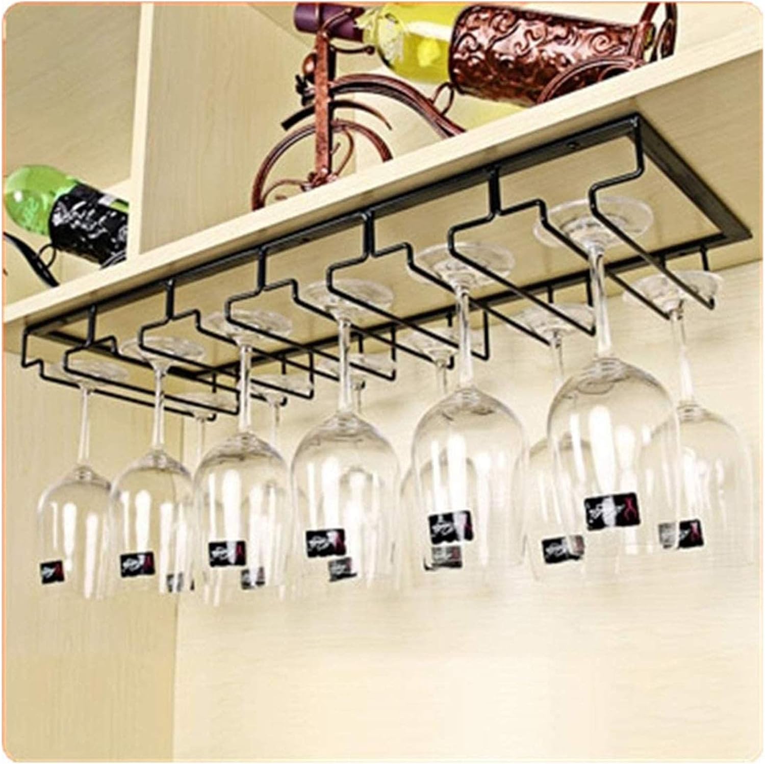 Floating Wall-Mounted Iron Wine Racks Durable Metal Cup Holder