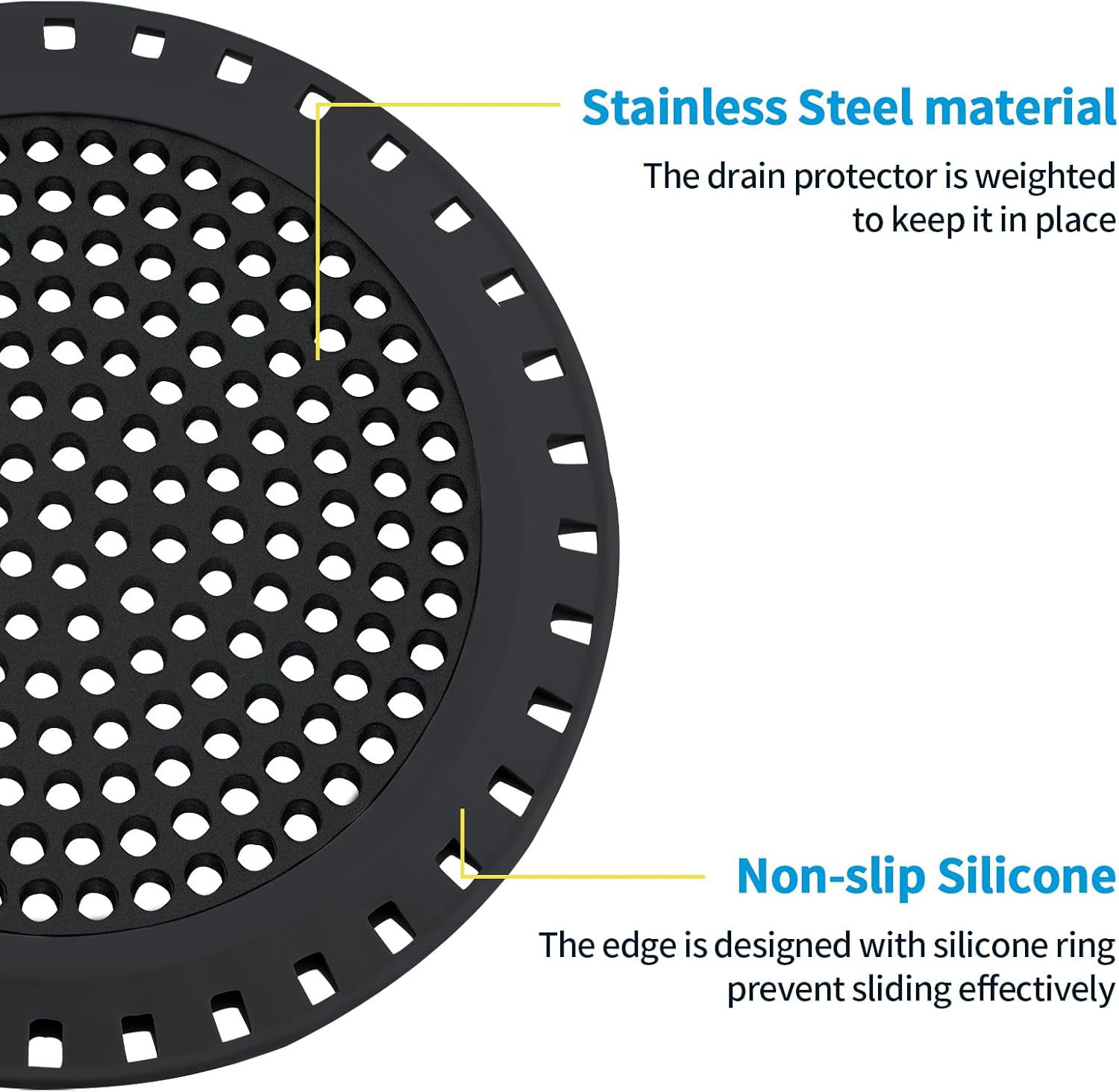 Aluvor Shower Drain Hair Catcher - Weighted Metal with Silicone
