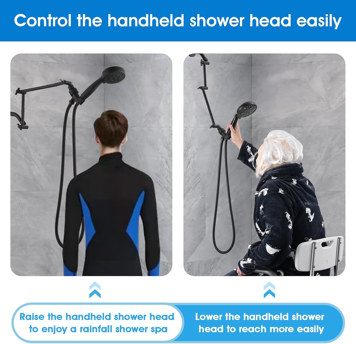 PDPBath Brass 16 Inch Shower Arm Extension - Matte Black
