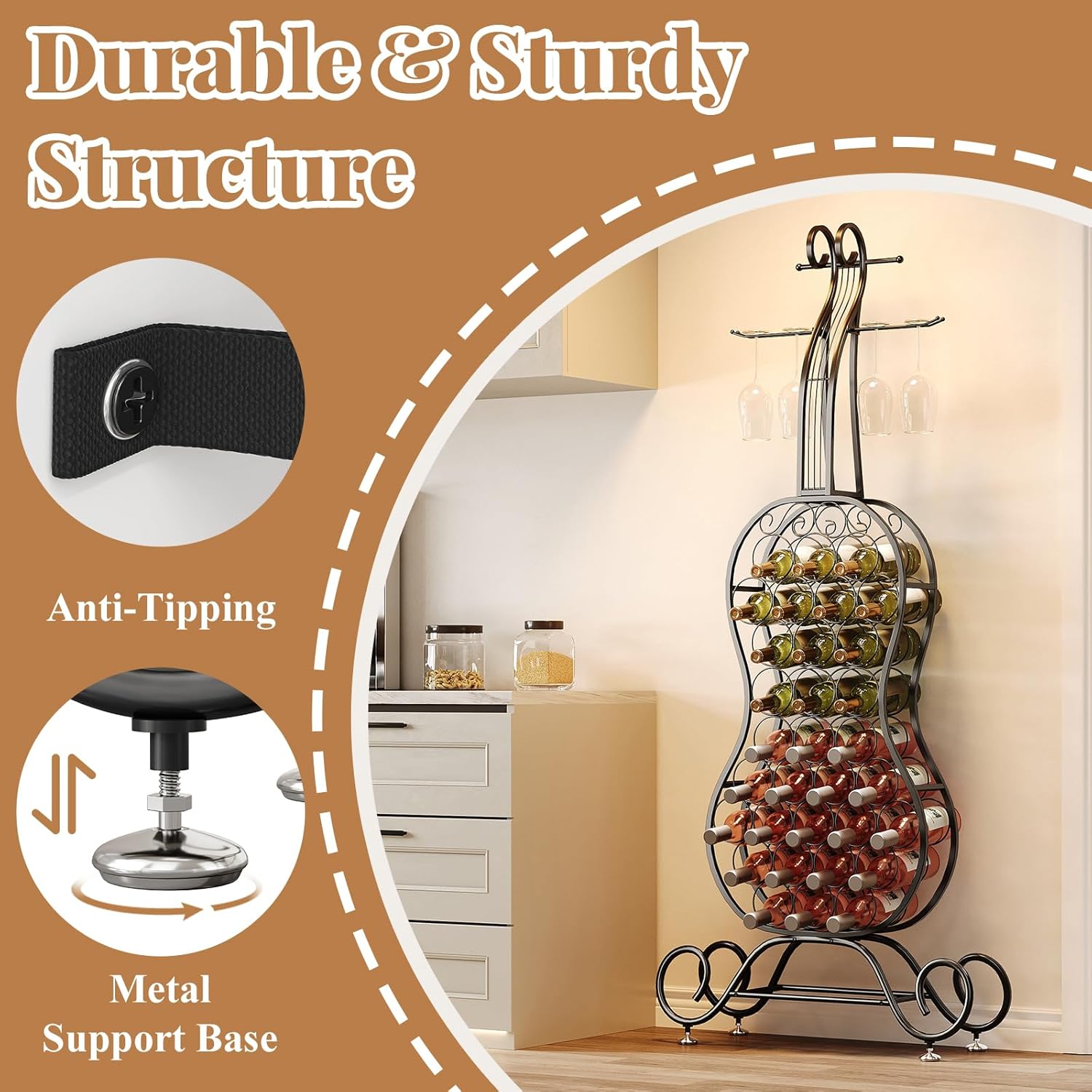 HavenlyYouth Freestanding Wine Rack for 32 Bottles