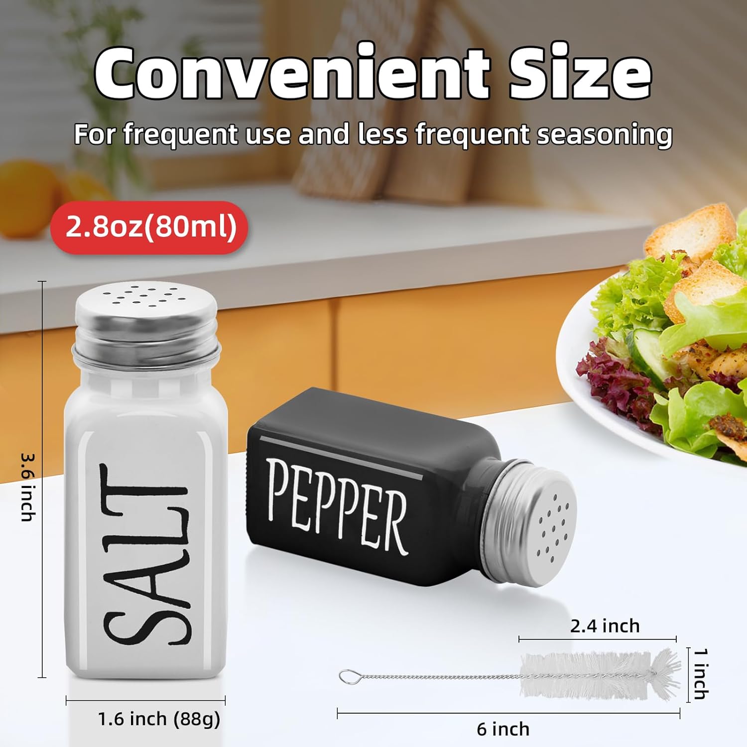 Cute Glass Salt Pepper Shakers Set 2pcs