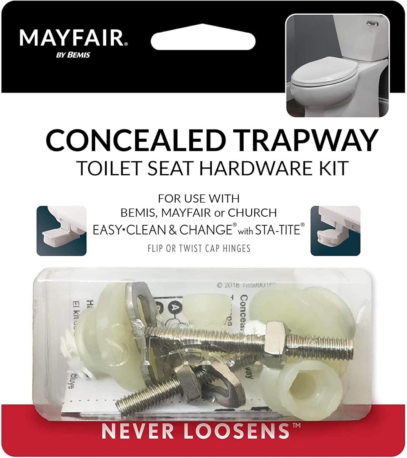 Mayfair Concealed Trapway Toilet Seat Fastening Kit White 1