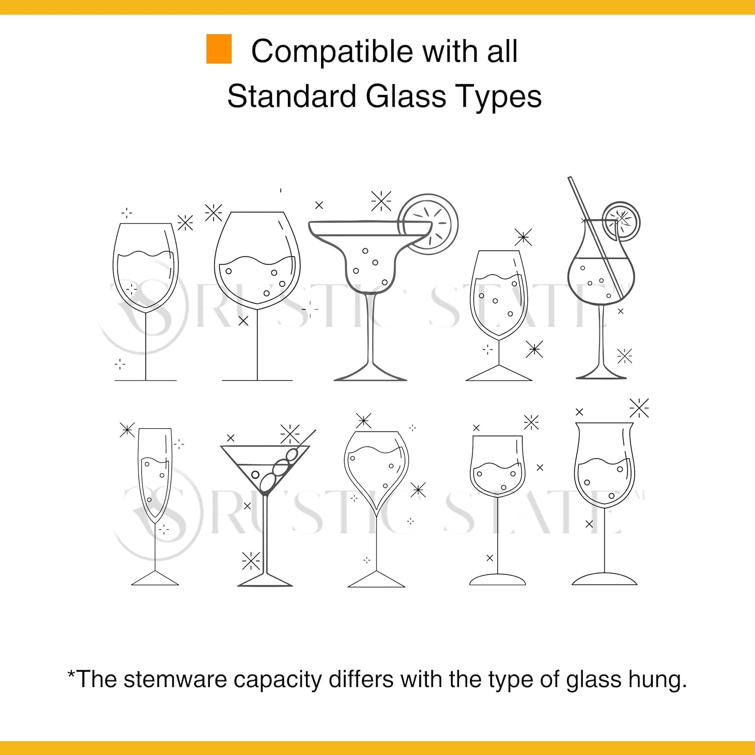 Rustic State Vigo 4 Sectional Adjustable Stemware Rack