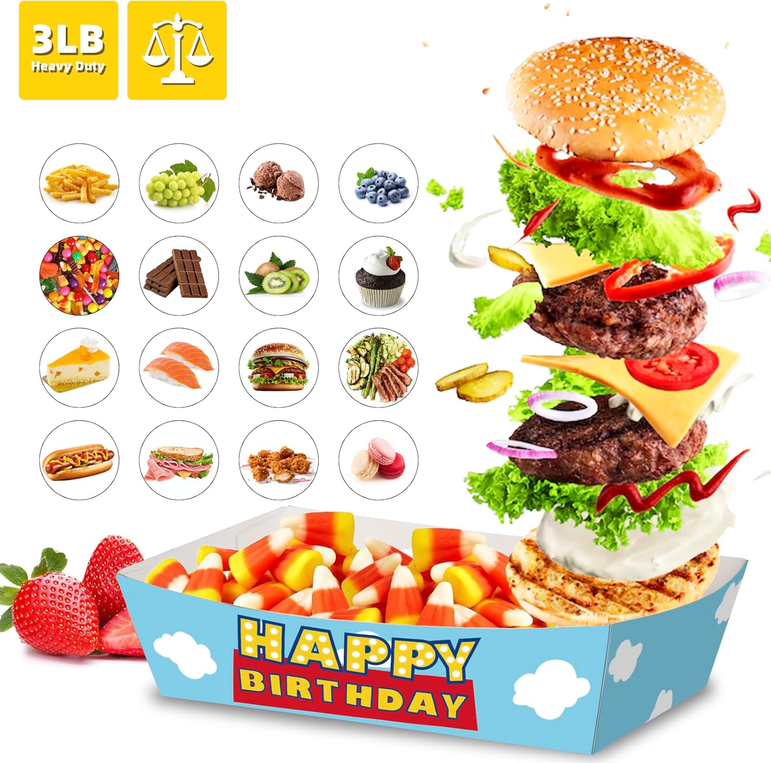 KERINGO 50 Pack Toy Inspired Story Food Trays 3Lb