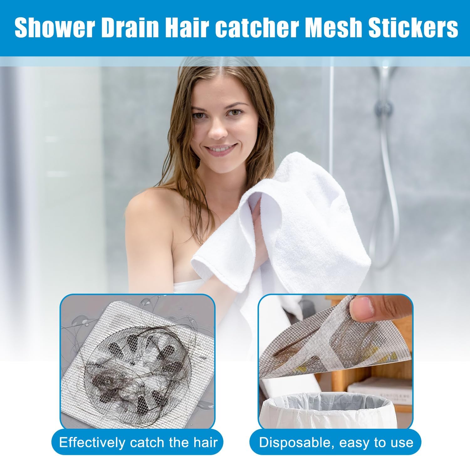 50PCS Pack Disposable Hair Catcher Shower Drain Cover