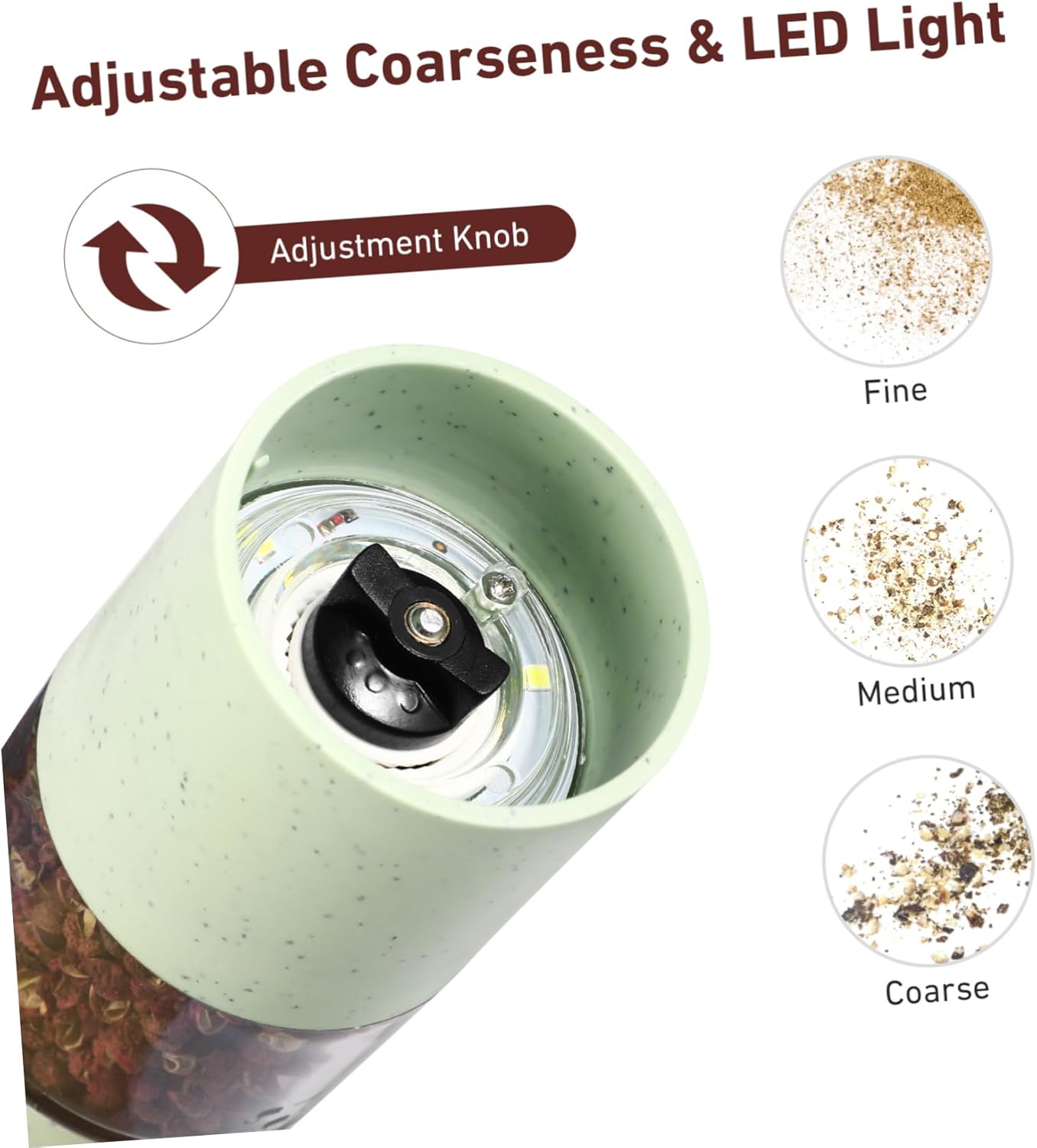 DECHOUS 2-Piece Electric Salt Pepper Holder with Adjustable Coarseness