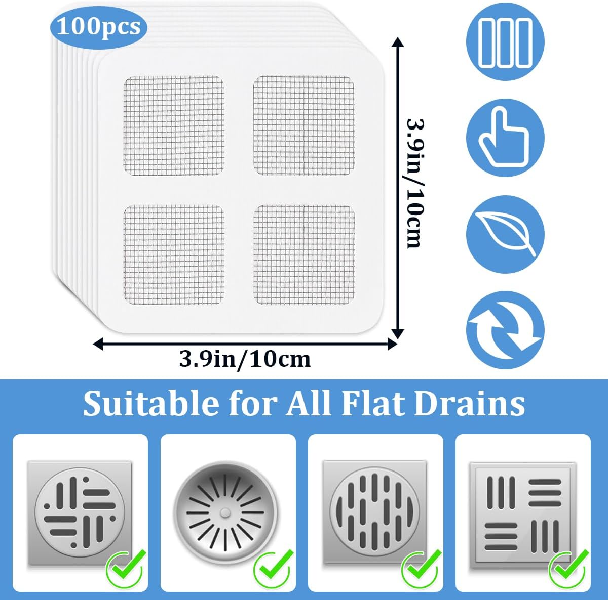 TORIHIKI Disposable Drain Hair Catcher 100 Pcs