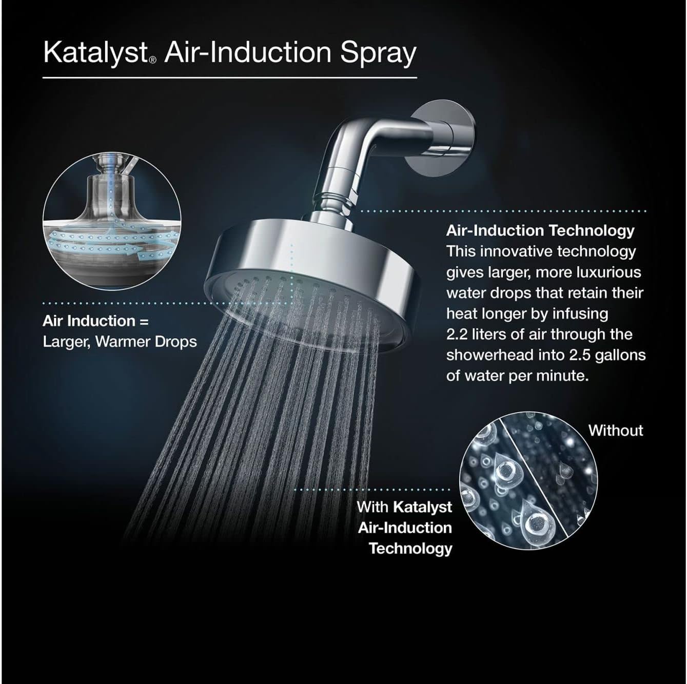 KOHLER Forte 25 GPM Showerhead With Katalyst Spray