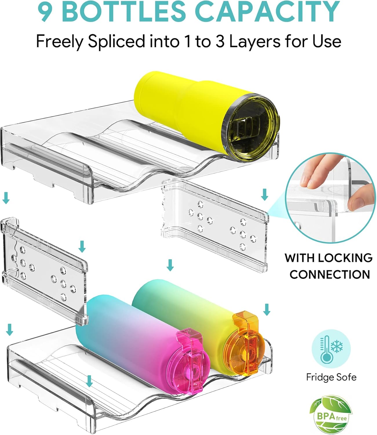 Areforic 3 Pack Stackable Water Bottle Organizer 1