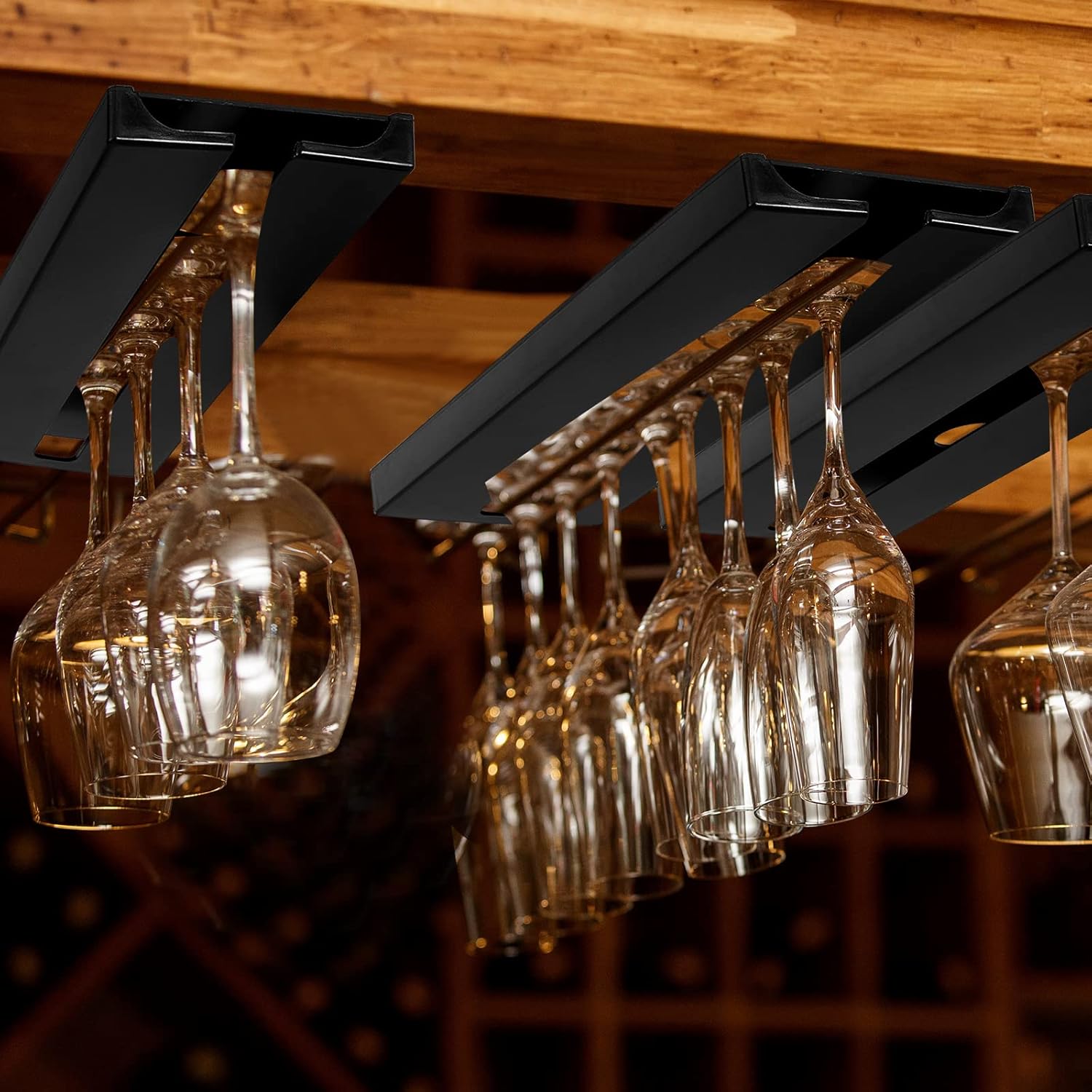 Rtteri 6 Pcs Under Cabinet Wine Glass Rack