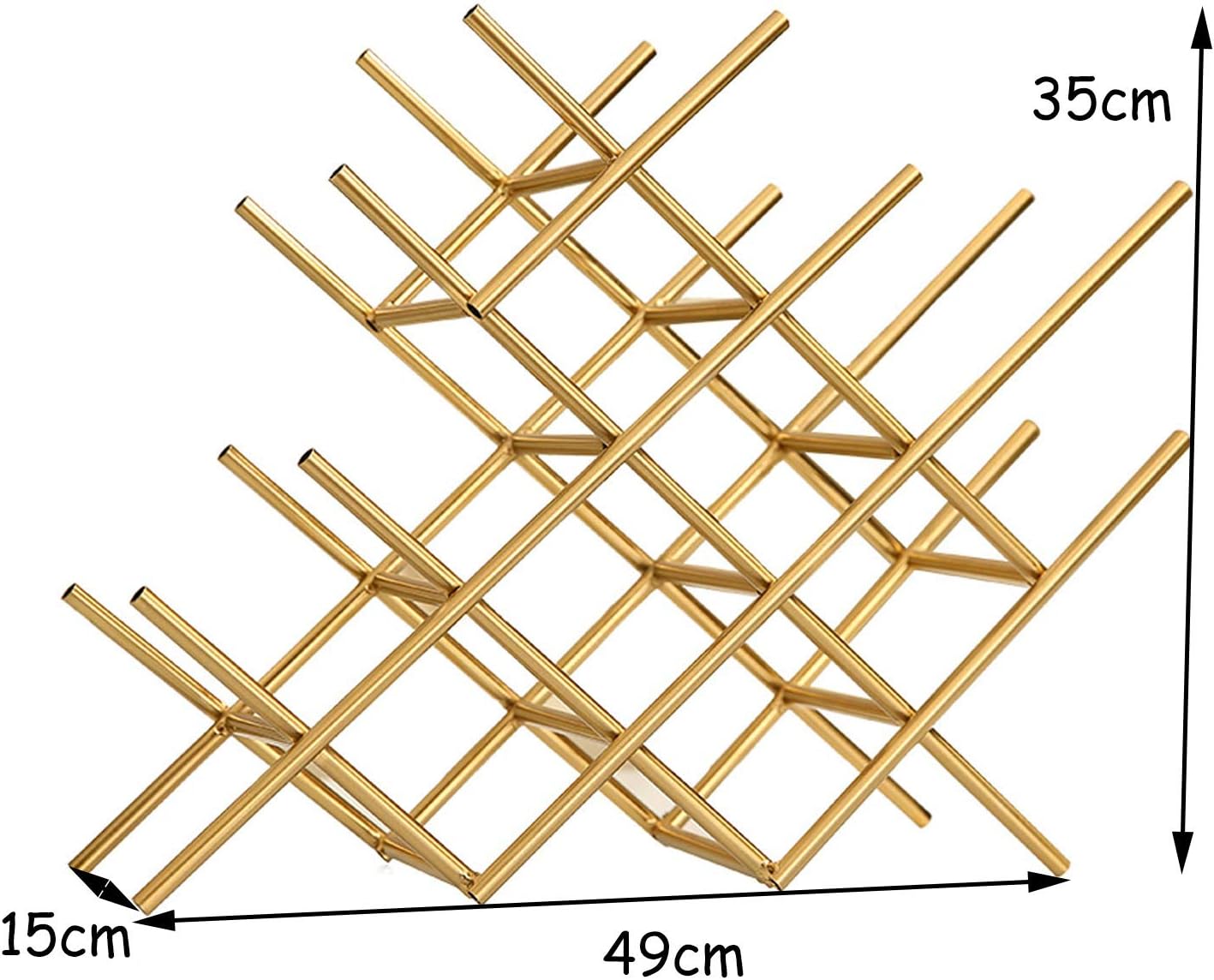 BOCbco Tabletop Wine Rack Rose Gold Iron Art Holds 13 Bottles