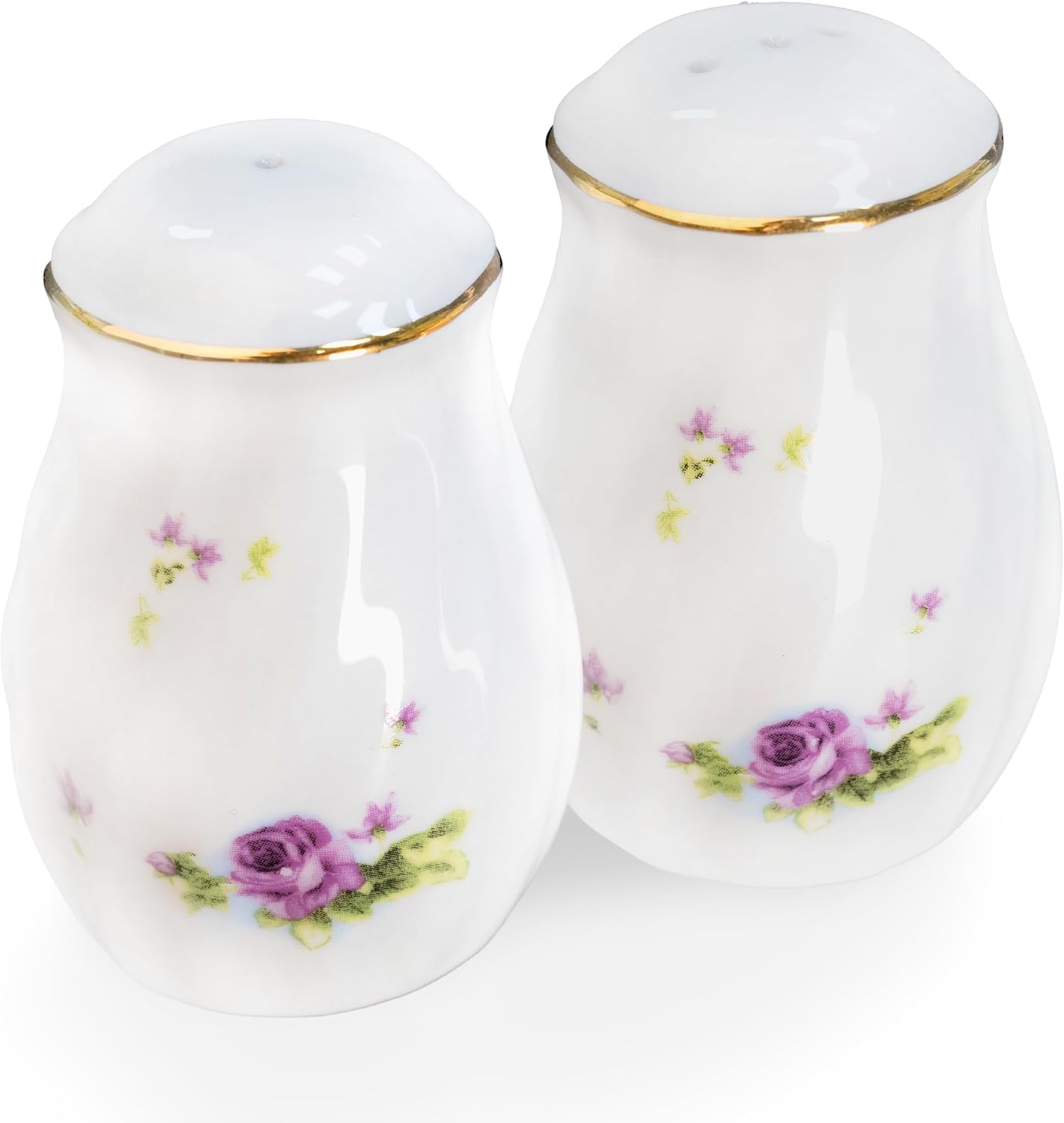 Lynns Paradise Lucinda Purple Gold Salt Pepper Shakers
