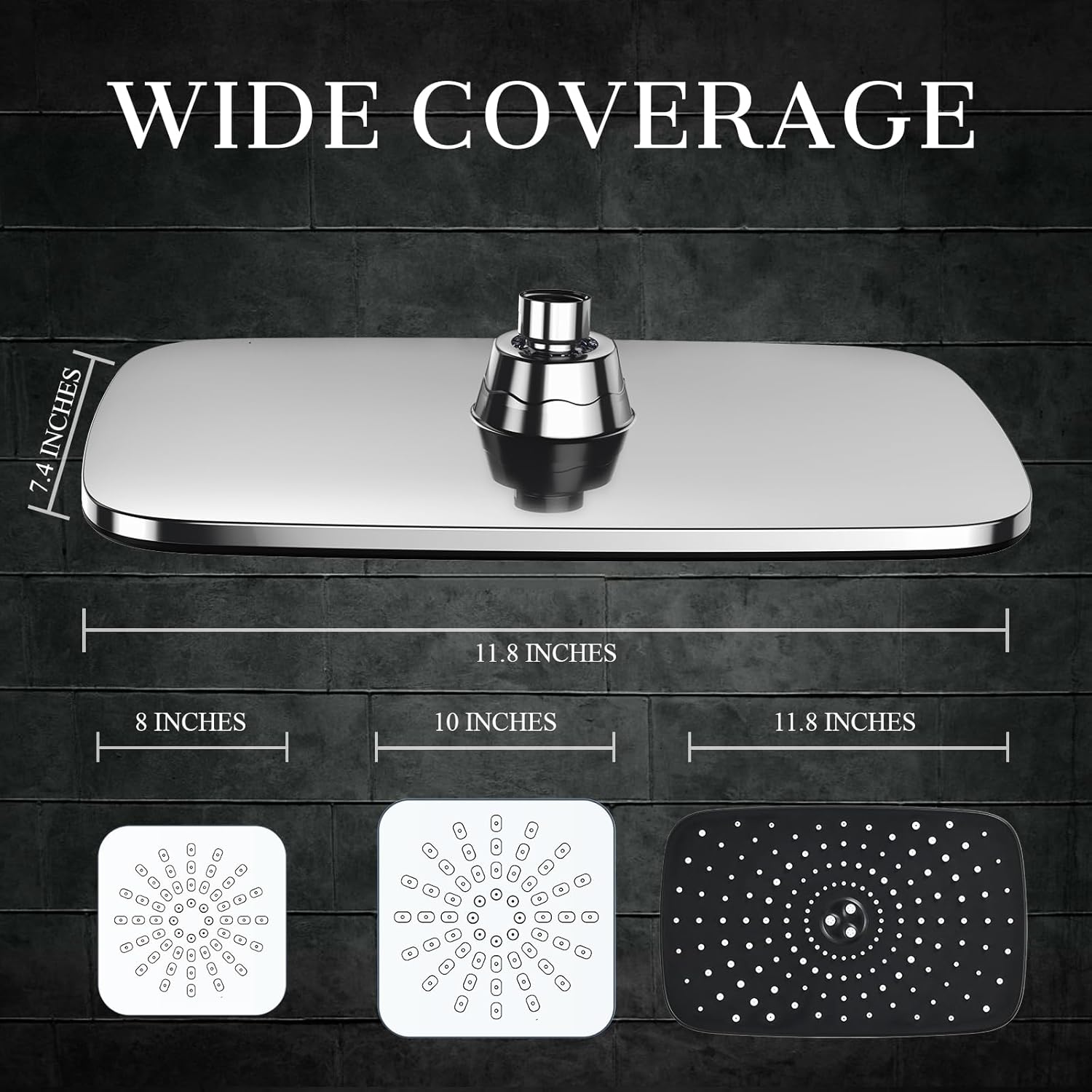 Veken 118 Inch Rain Shower Head with 6 Modes Silver Chrome