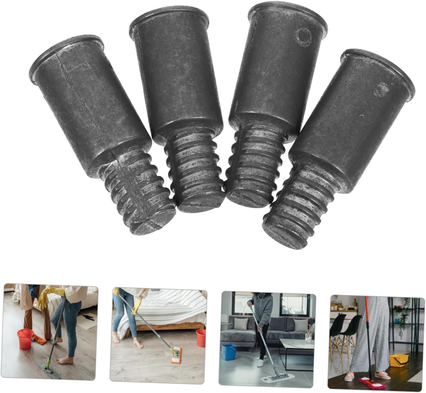 4PCS Threaded Mop Handle Tips Replacement Broom Pole Adapter
