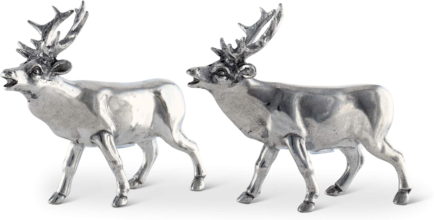 Vagabond House Pewter Deer and Elk Salt and Pepper Shaker Set