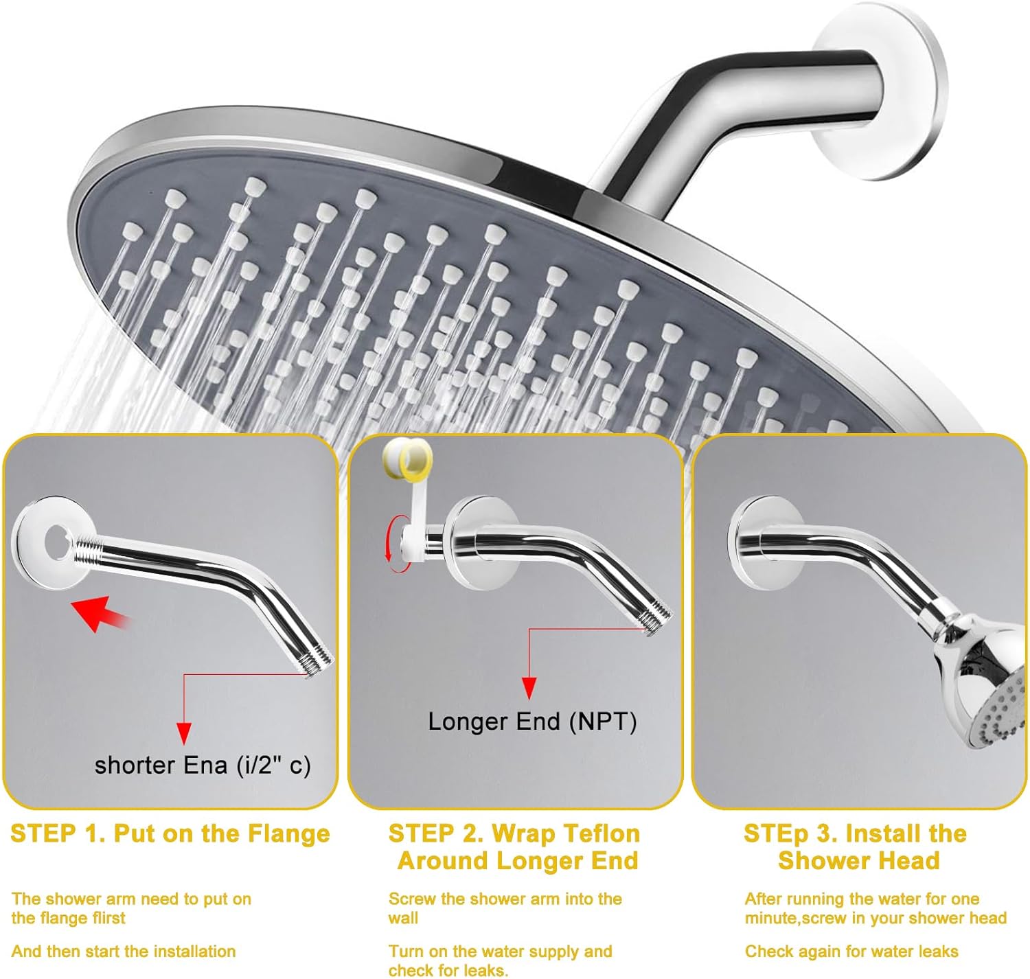 AccEncyc 6 Inch Stainless Steel Shower Arm Flange