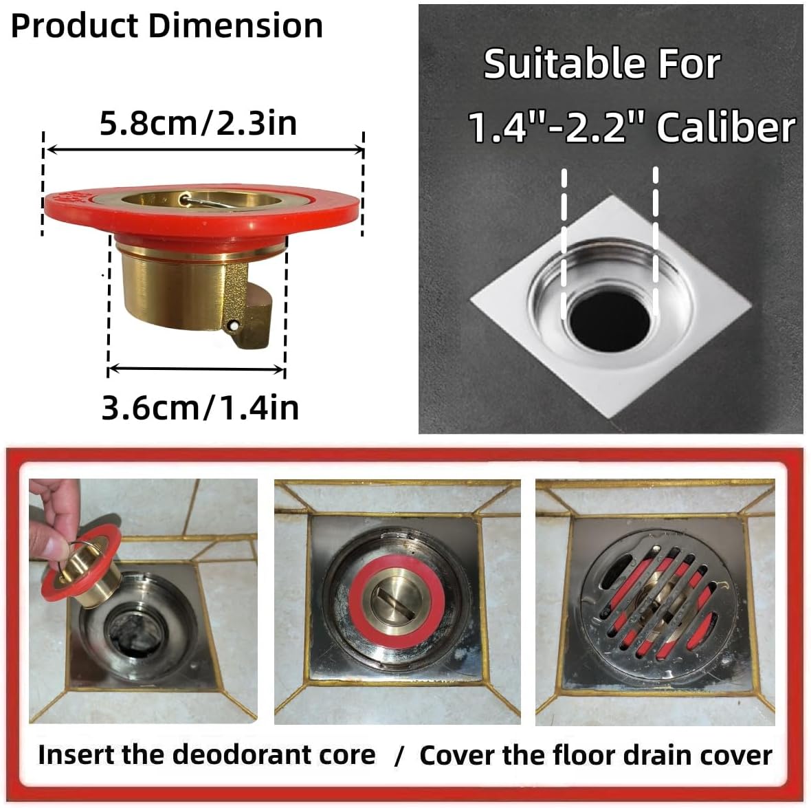 COLDDD 2Pcs Universal Brass Floor Drain Core