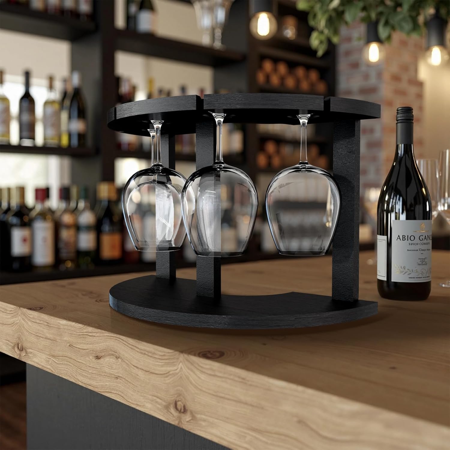 Lacinoeo Countertop Wine Glass Rack for 4 Glasses