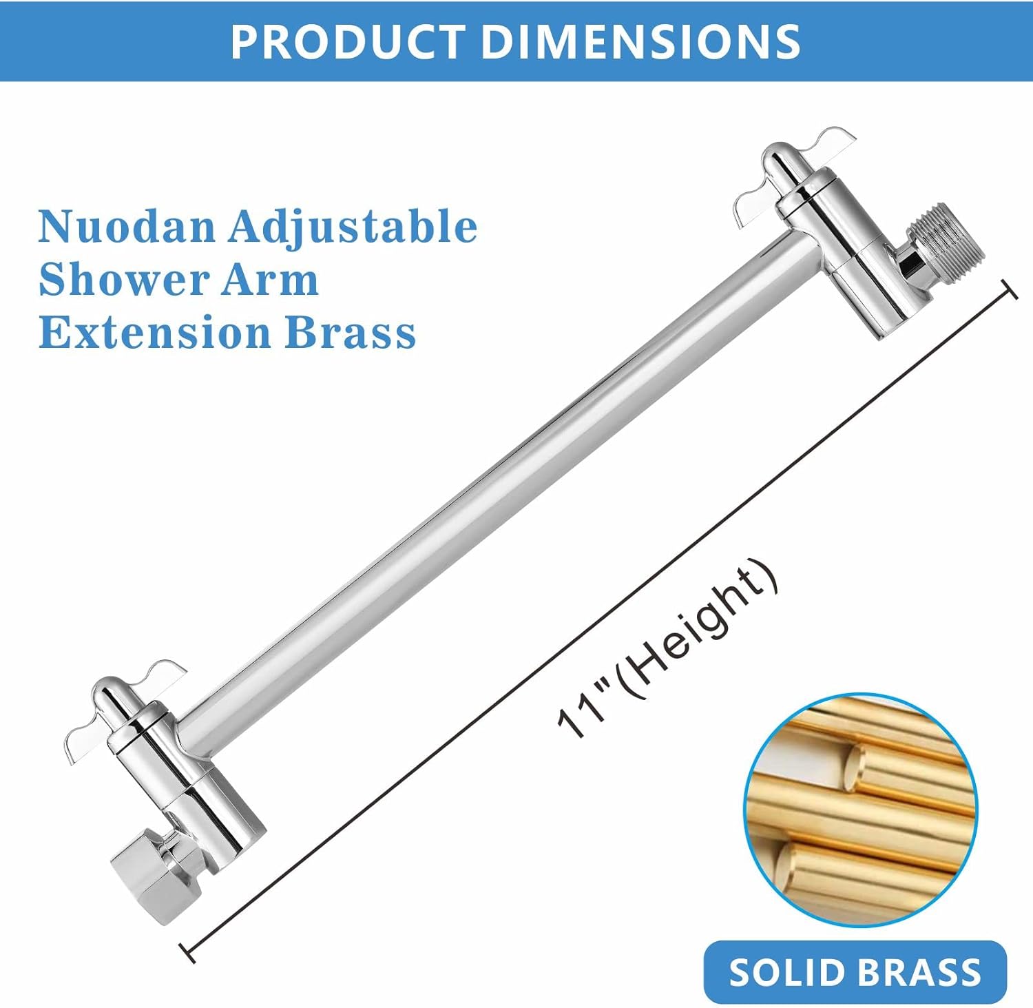 Nuodan 11 Inch Solid Brass Shower Arm Extension 1