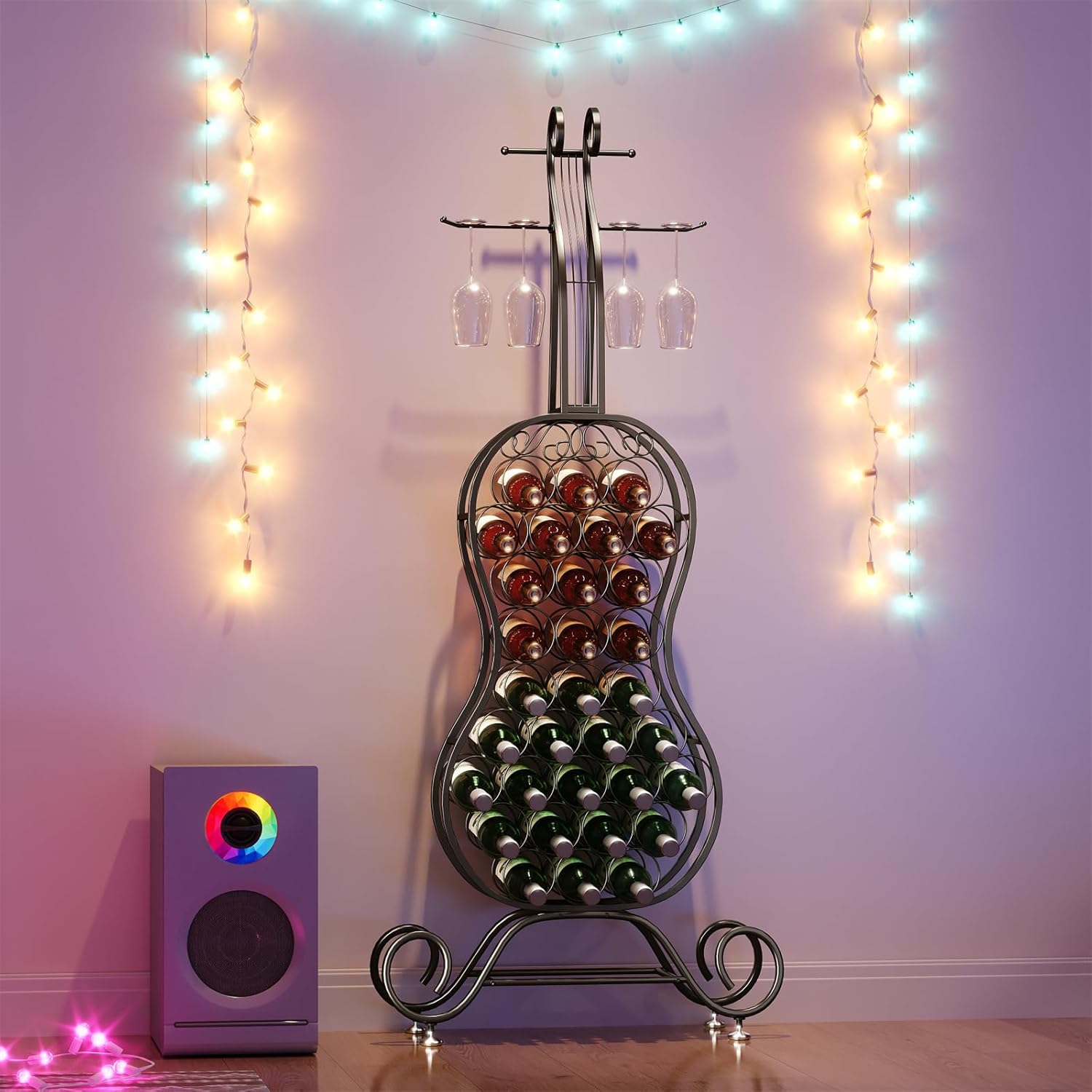 HavenlyYouth Freestanding Wine Rack for 32 Bottles