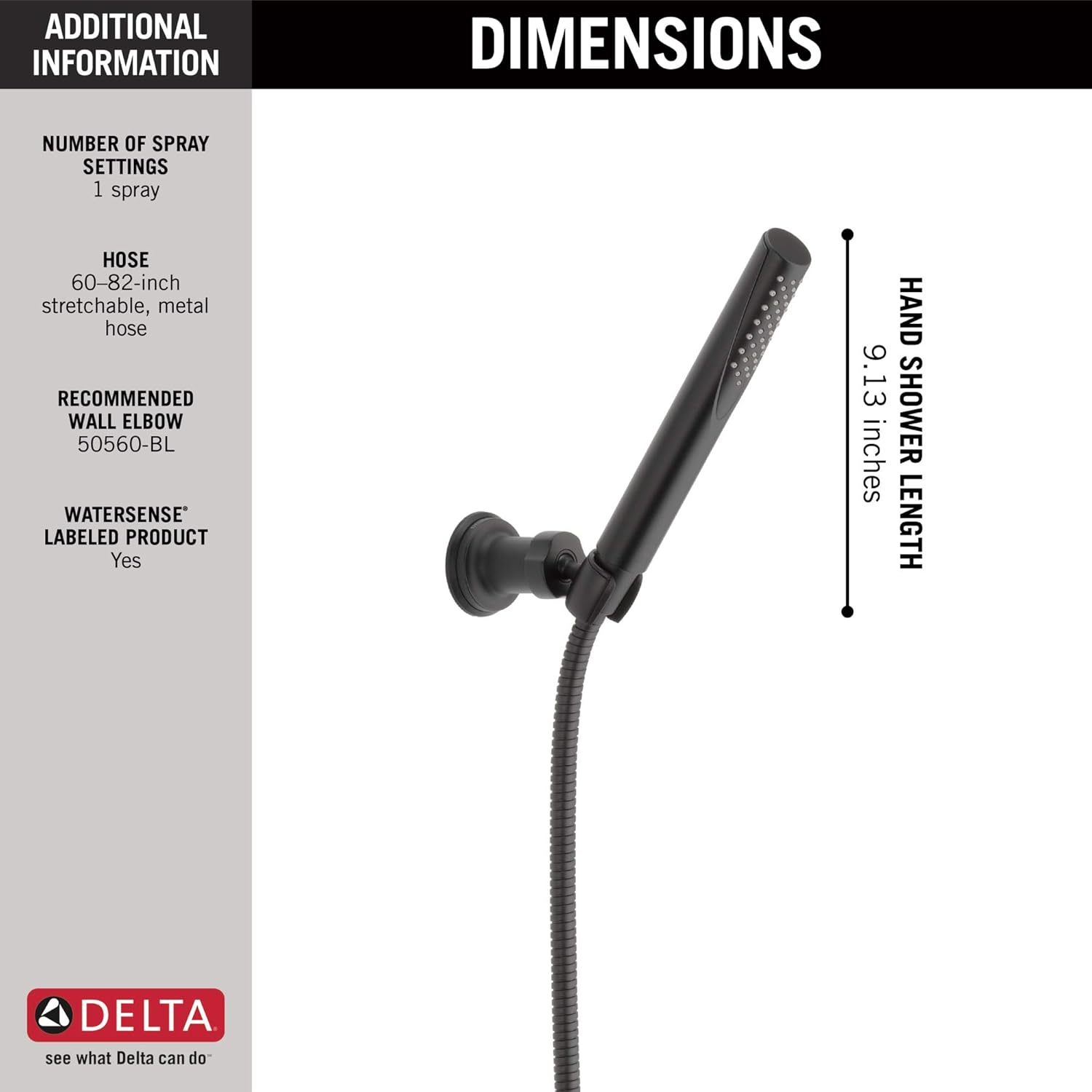 Delta 55085-BL Grail Hand Shower Matte Black