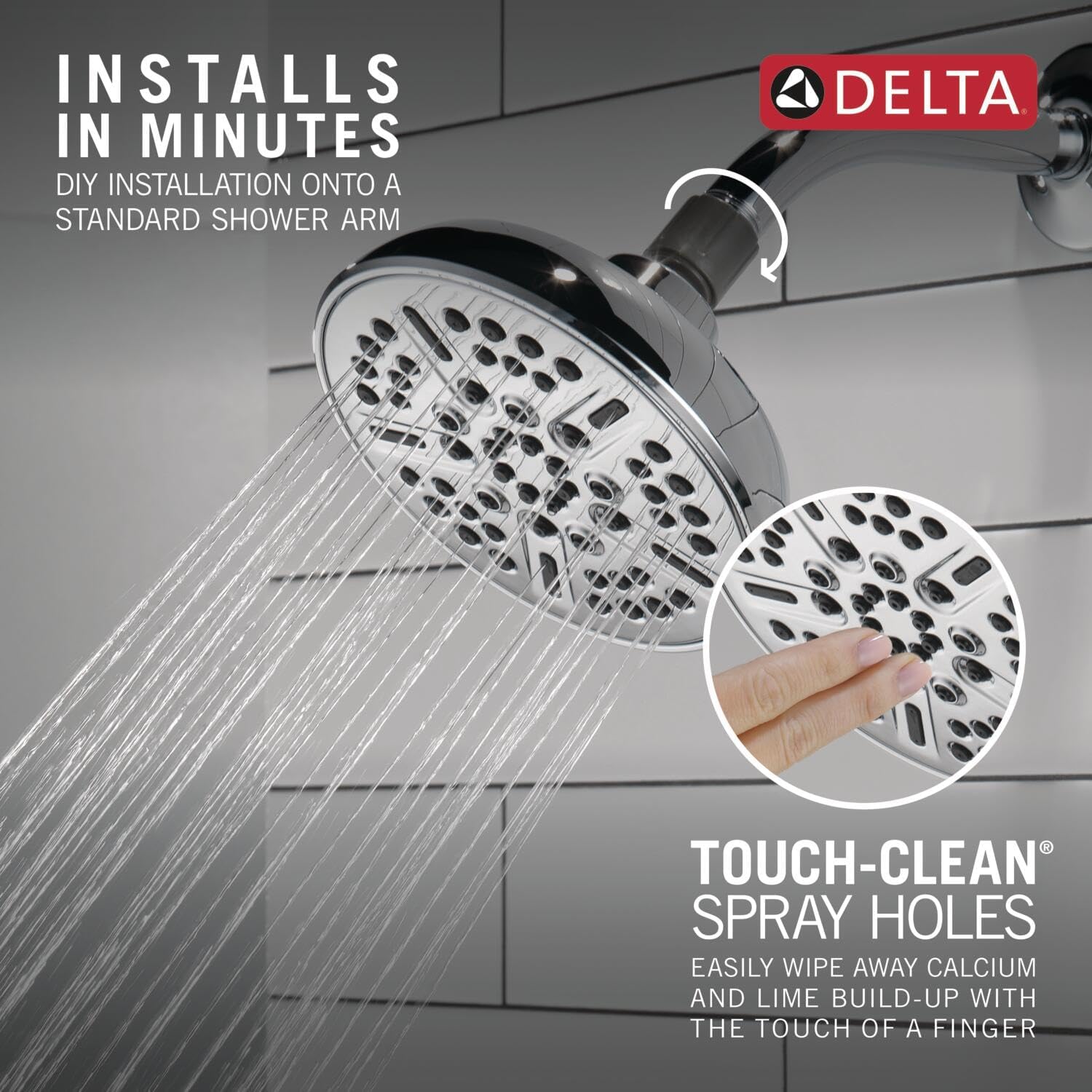 Delta 75898 Universal Chrome Shower Head with 8 Sprays