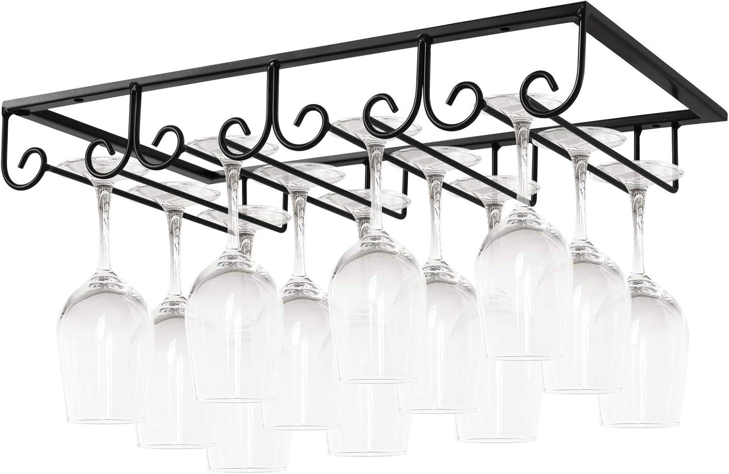 MOCOUM Stemware Hanger 4 Rows 2 Pack Black