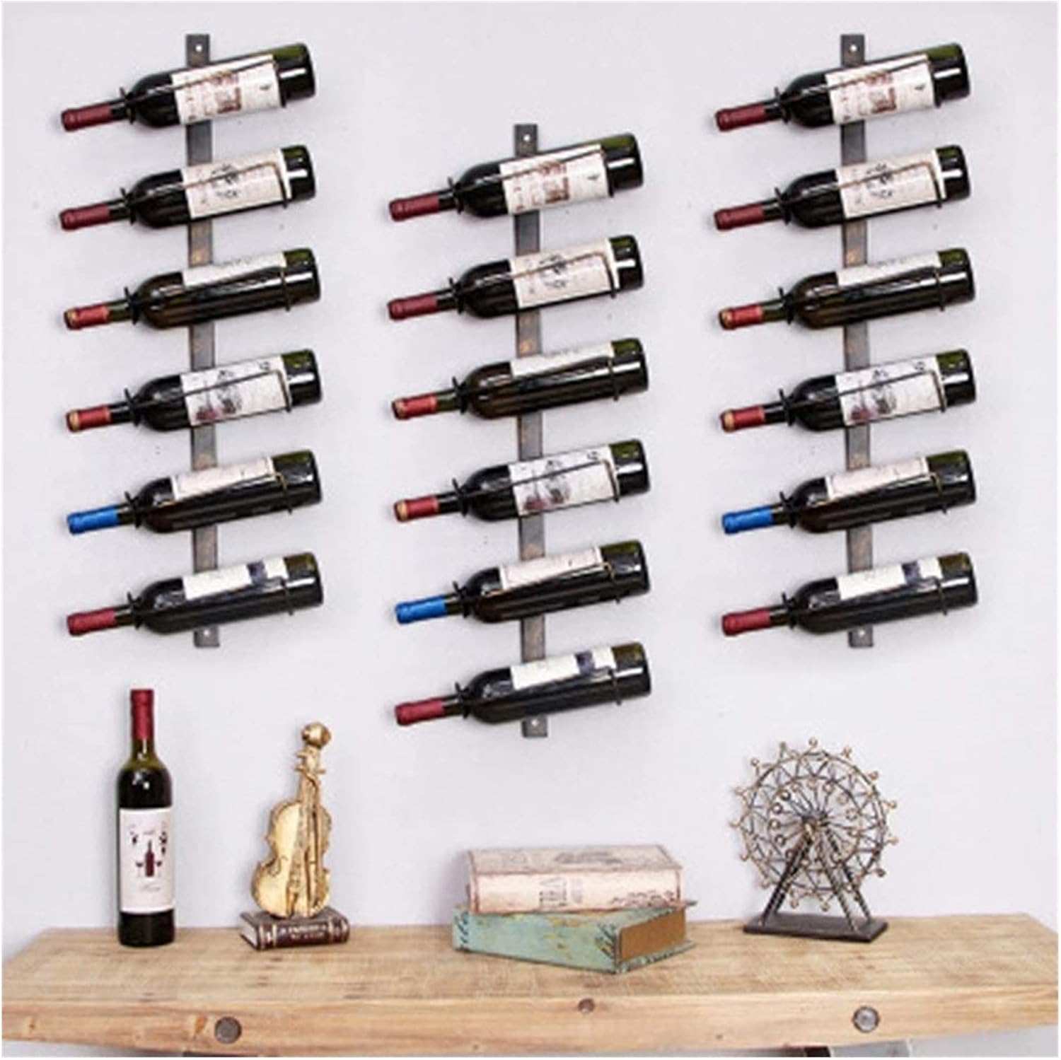 ALDEPO Wall Mounted Wine Rack with Antique Finish