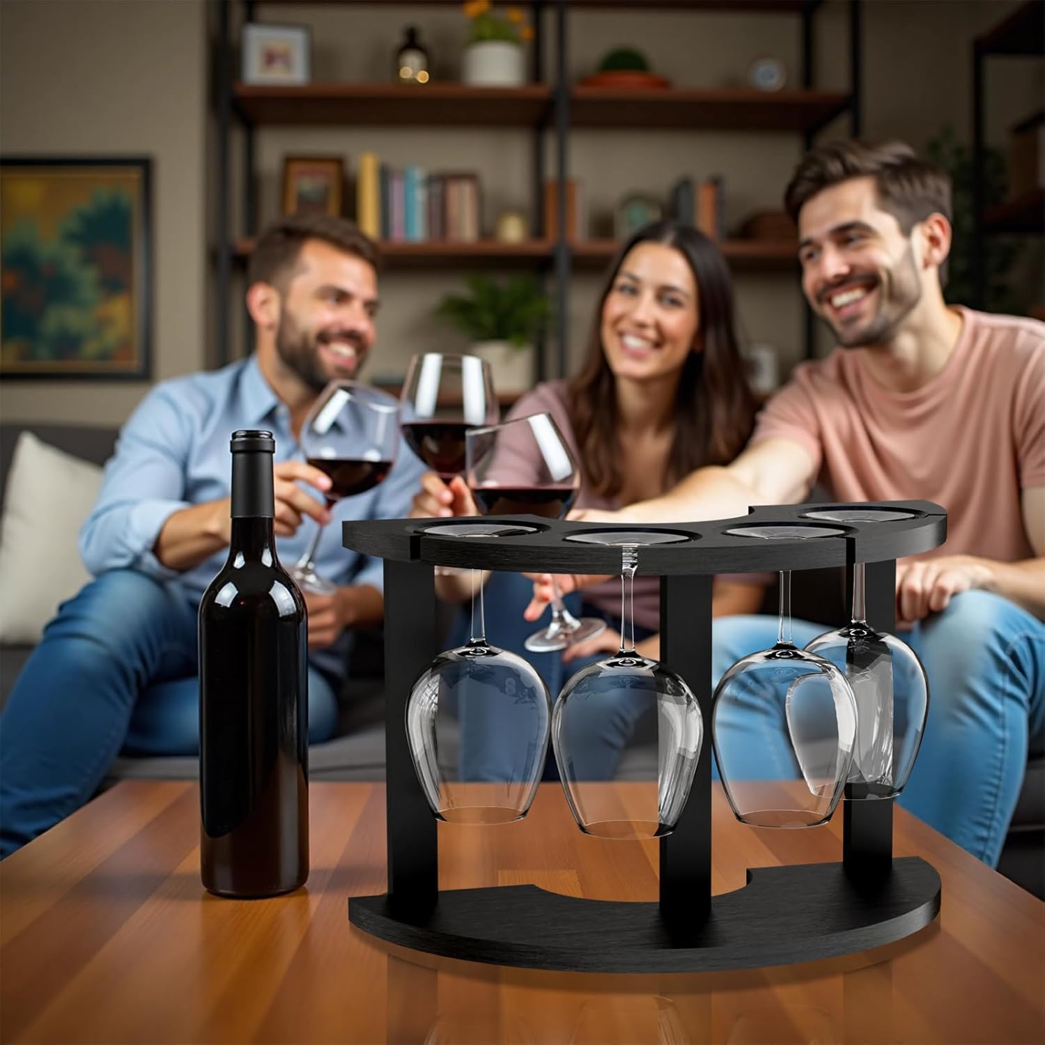 Lacinoeo Countertop Wine Glass Rack for 4 Glasses