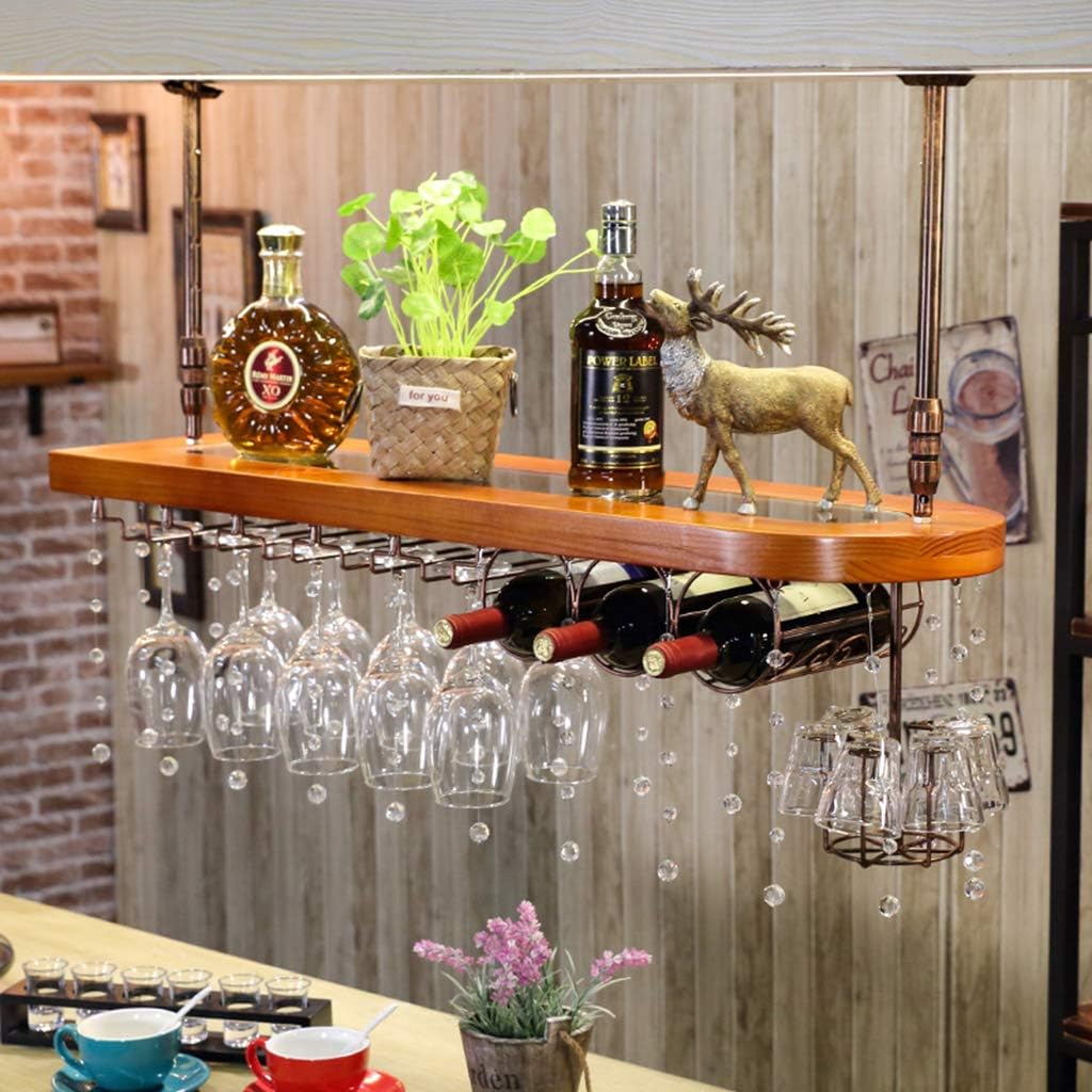 Ceiling Wine Rack with Adjustable Height and Multi-Layer Design