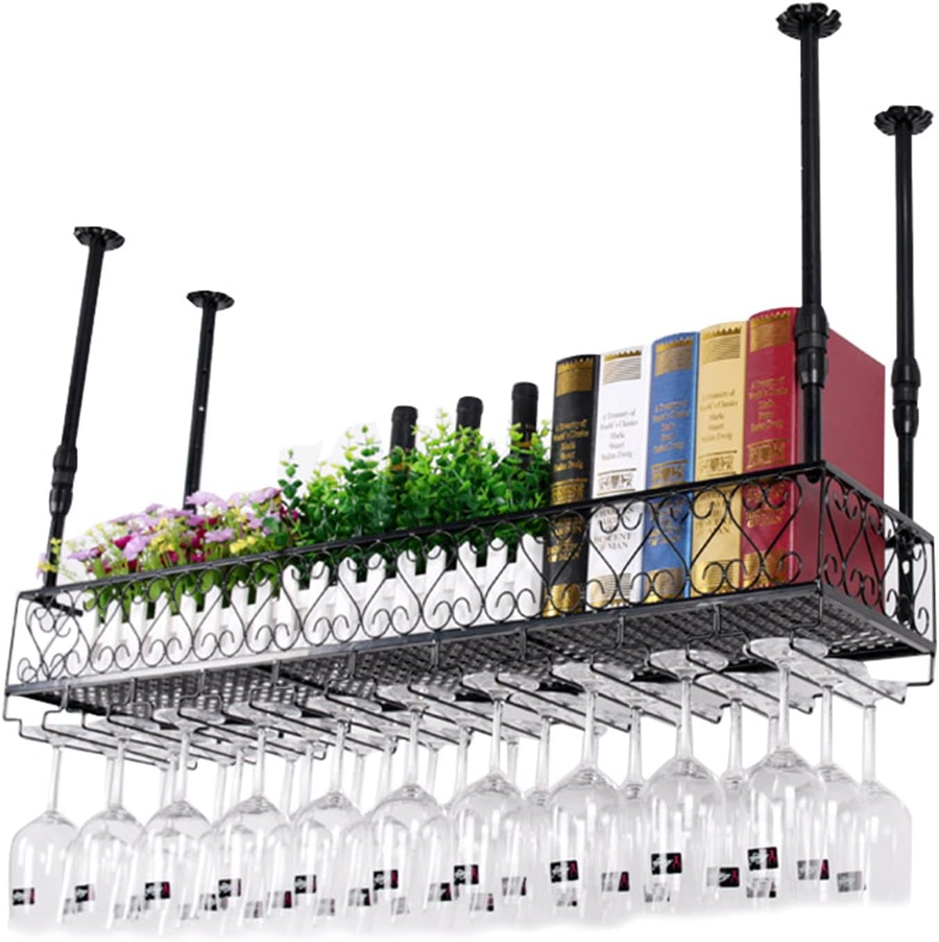 Industrial Black Metal Wine Racks with Adjustable Height