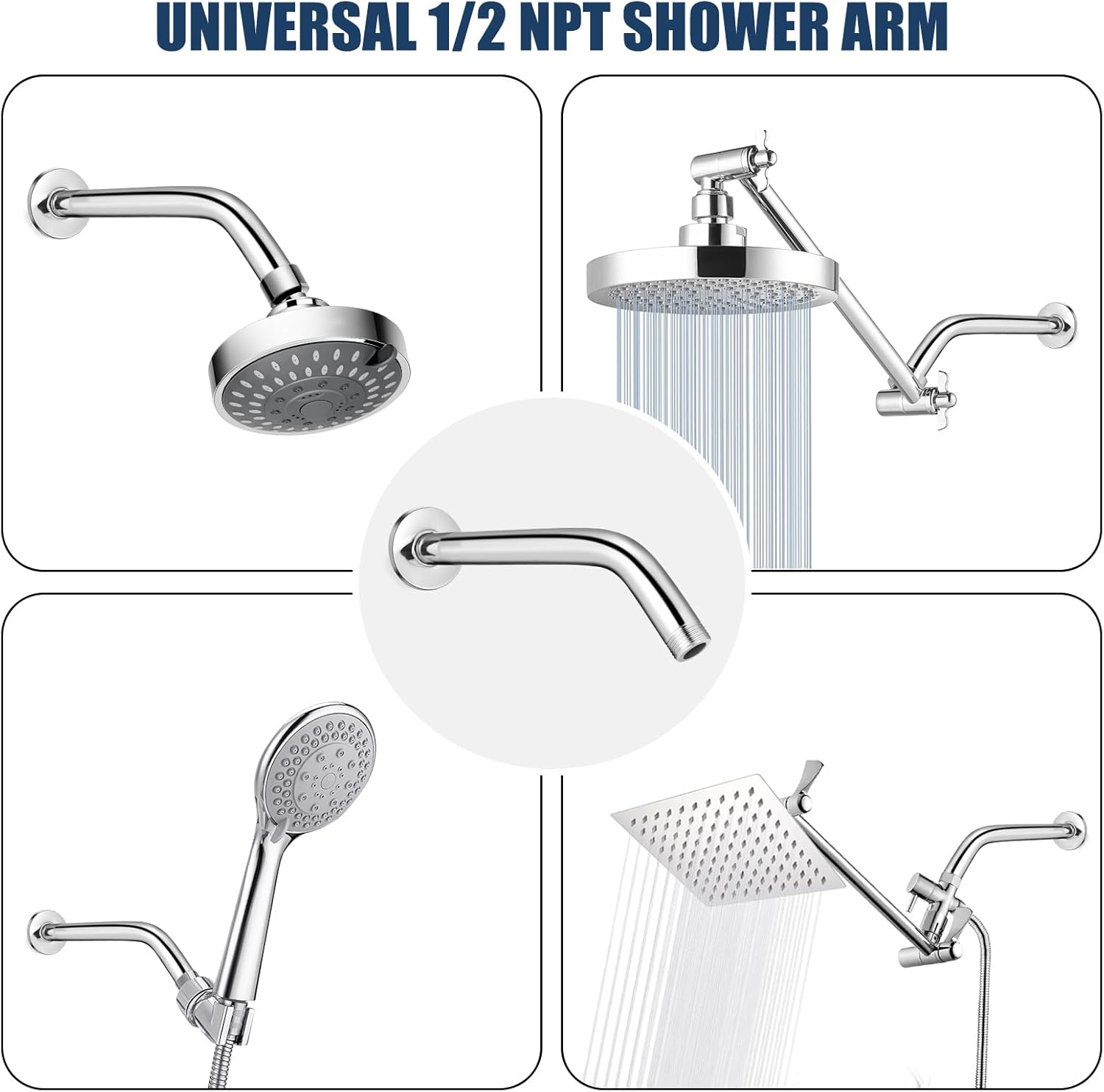 10 Inch Chrome Shower Arm with Flange Wall Mount