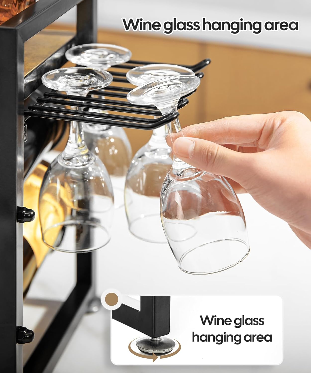 Vilaxing 8-Bottle Wine Rack with 12 Glass Holder