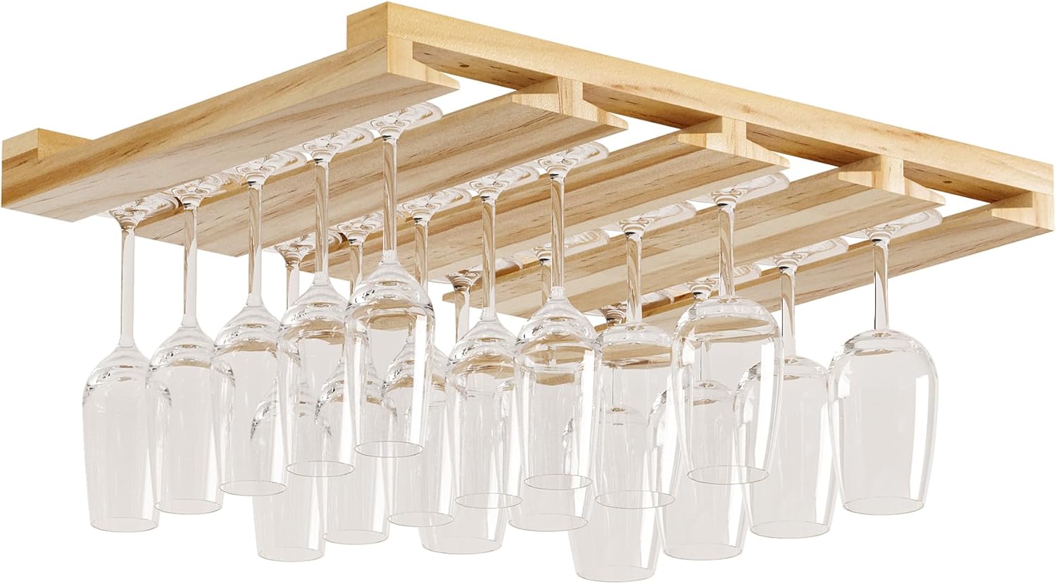 Rustic State 4 Sectional Adjustable Under Cabinet Wine Glass Rack